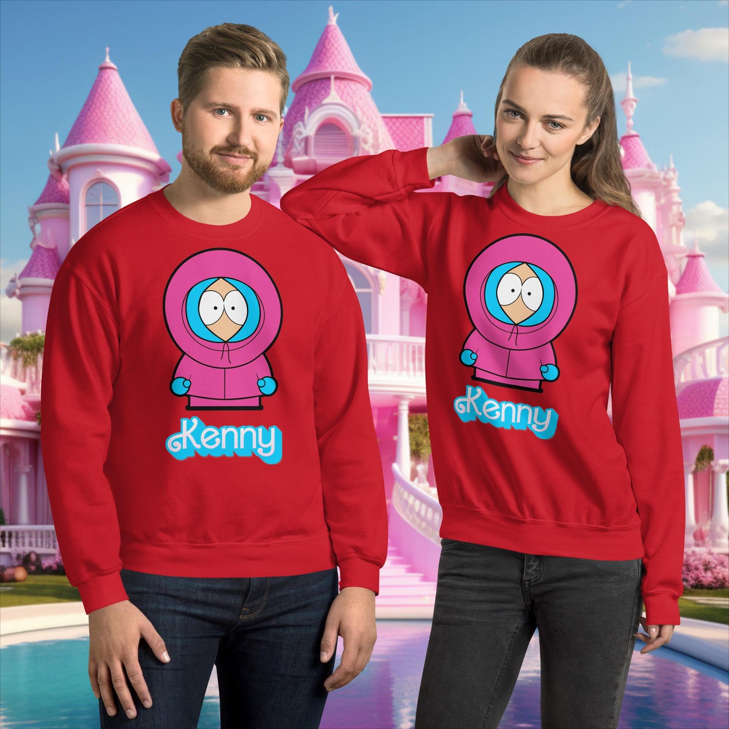 Kenny McCormick Ken Ryan Gosling Barbie South Park Kenny Unisex Sweatshirt Red Sweatshirts Barbie Ken Kenny Movies South Park TV Shows Next Cult Brand