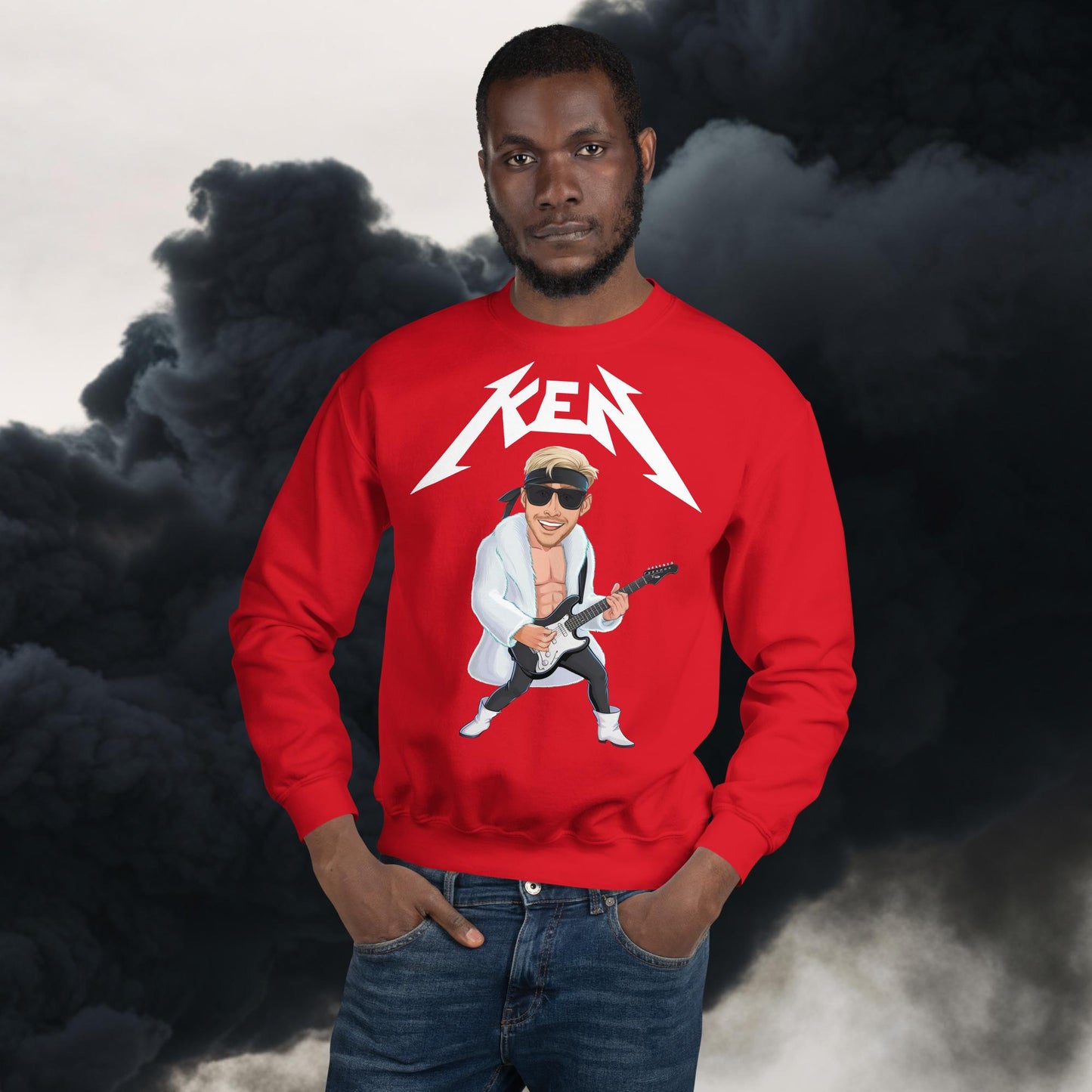 Rockstar Ken Barbie Movie Ryan Gosling Unisex Sweatshirt Red Sweatshirts Barbie Celebrities Ken Movies Ryan Gosling Next Cult Brand