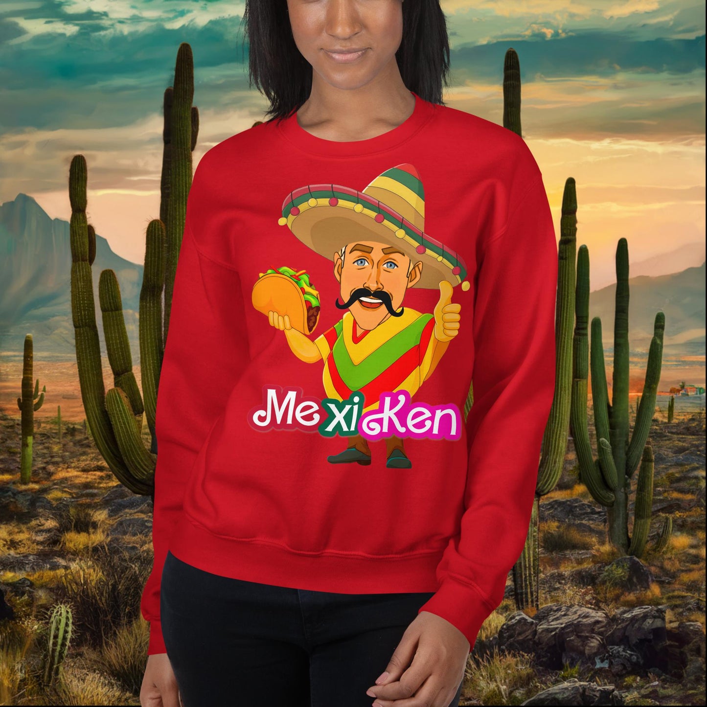 MexiKen Ken Barbie Movie Ryan Gosling Mexican Unisex Sweatshirt Red Sweatshirts Barbie Celebrities Ken Mexico Movies Ryan Gosling Next Cult Brand