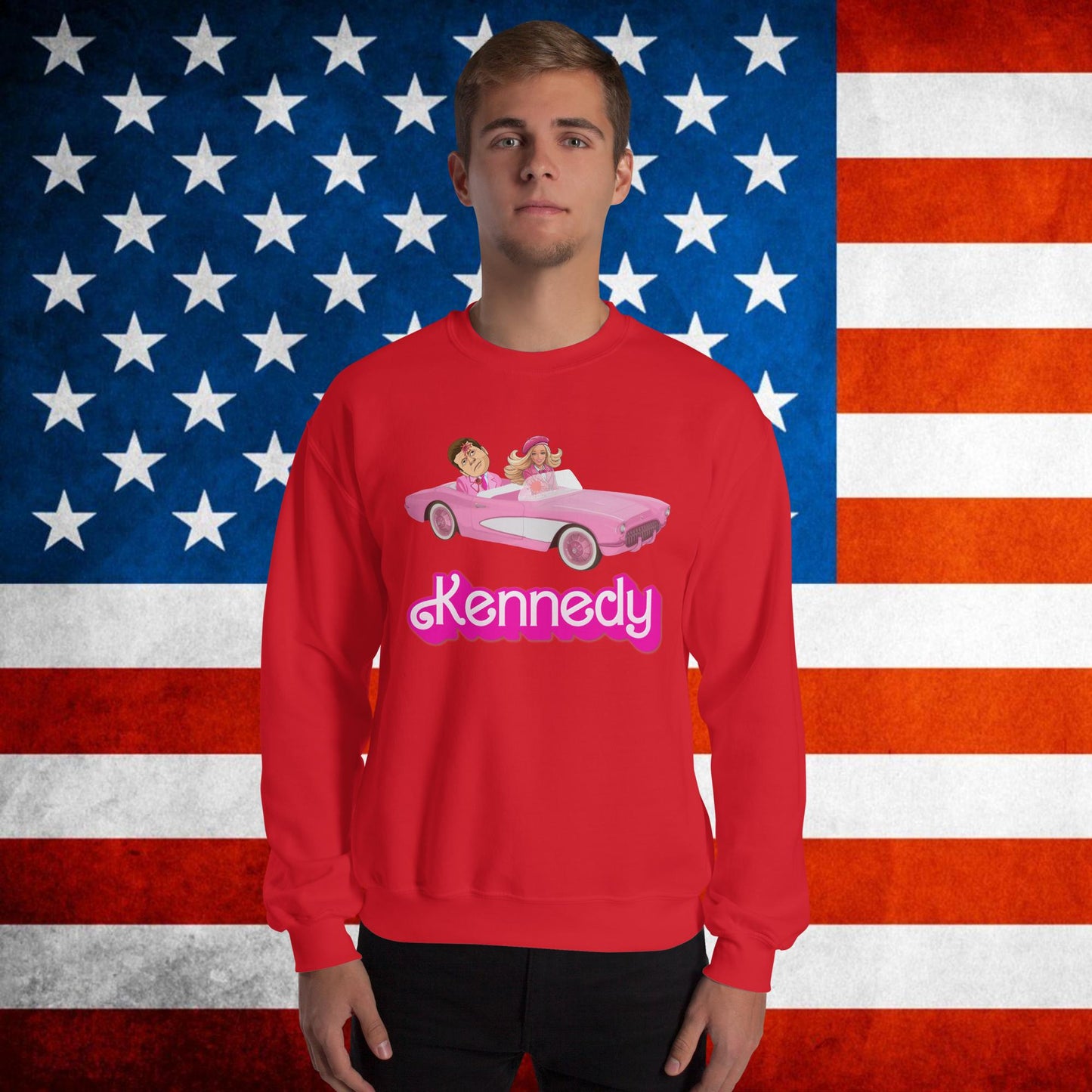 Kennedy JFK Conspiracy Ken Barbie Movie Unisex Sweatshirt Red Sweatshirts Barbie Conspiracy Theories Democrats JFK Ken Politics Next Cult Brand