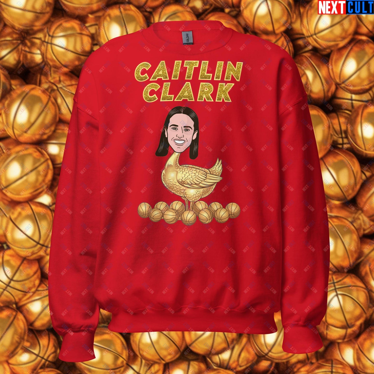 Caitlin Clark Golden Goose Sweatshirt - Women's Basketball Meme Jumper - Indiana Fever & WNBA Fan Gift - Funny Cartoon Pullover for Basketball Lovers Unisex Sweatshirt Red Sweatshirts Basketball Caitlin Clark Indiana Fever WNBA Next Cult Brand