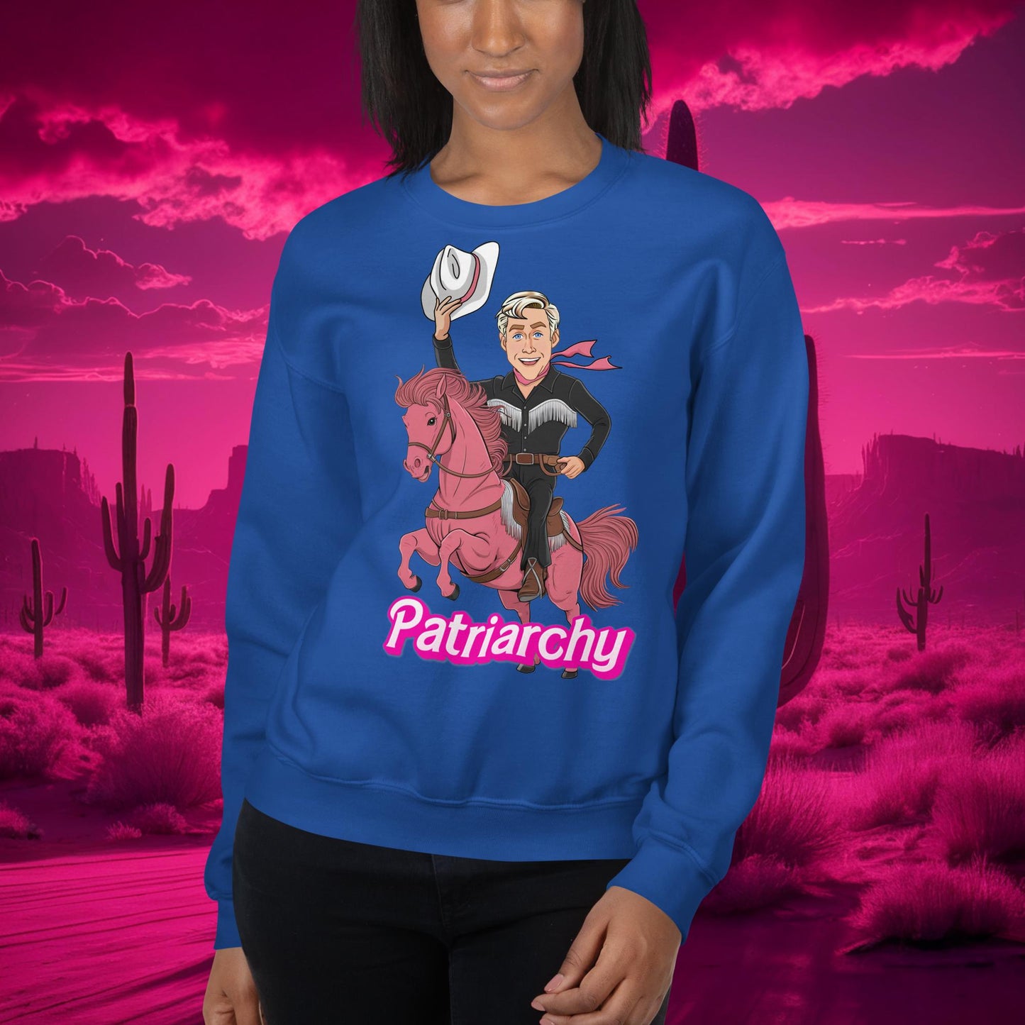 Ken Barbie Movie When I found out the patriarchy wasn't just about horses, I lost interest Unisex Sweatshirt Royal Sweatshirts Barbie Celebrities Ken Movies Ryan Gosling Next Cult Brand
