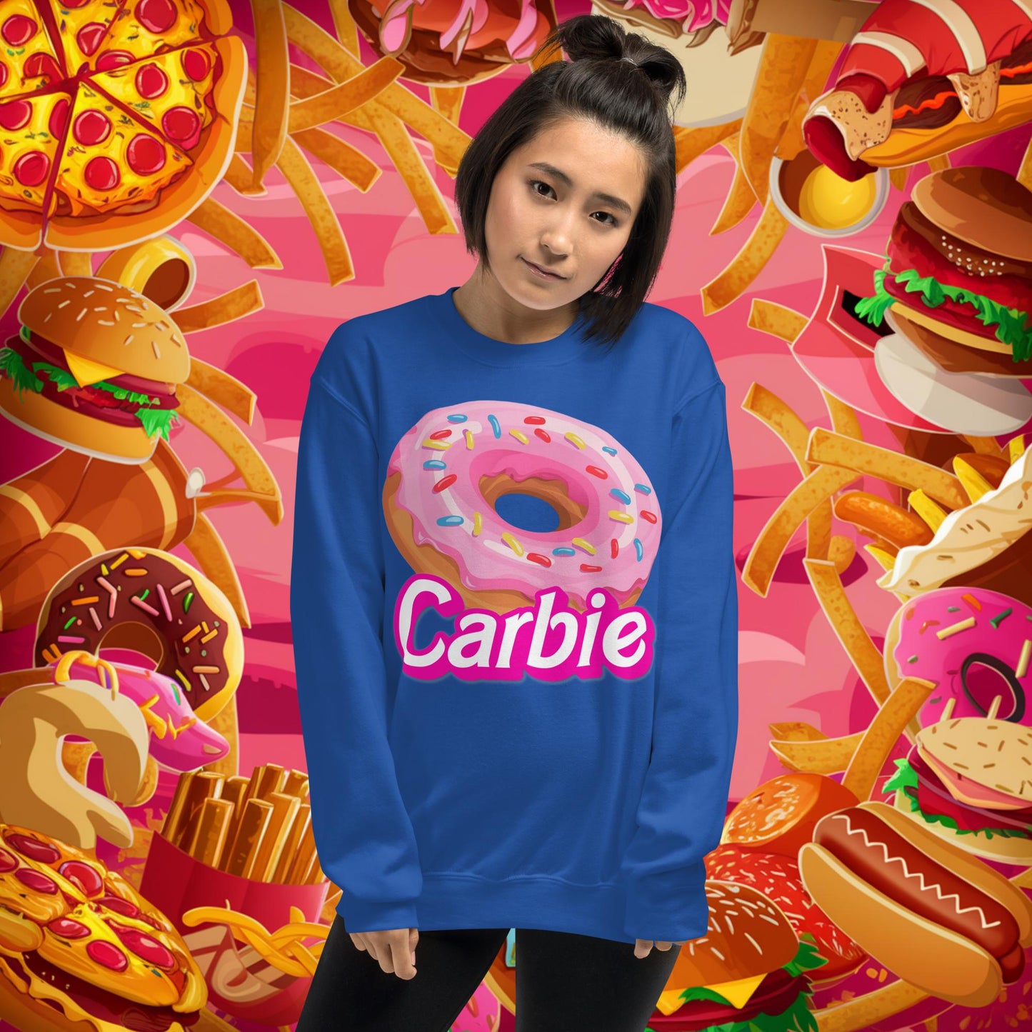 Carbie Barbie I Love Carbs I Love Donuts Unisex Sweatshirt Royal Sweatshirts Barbie Carbie Donuts Fast Food Ken Movies Next Cult Brand