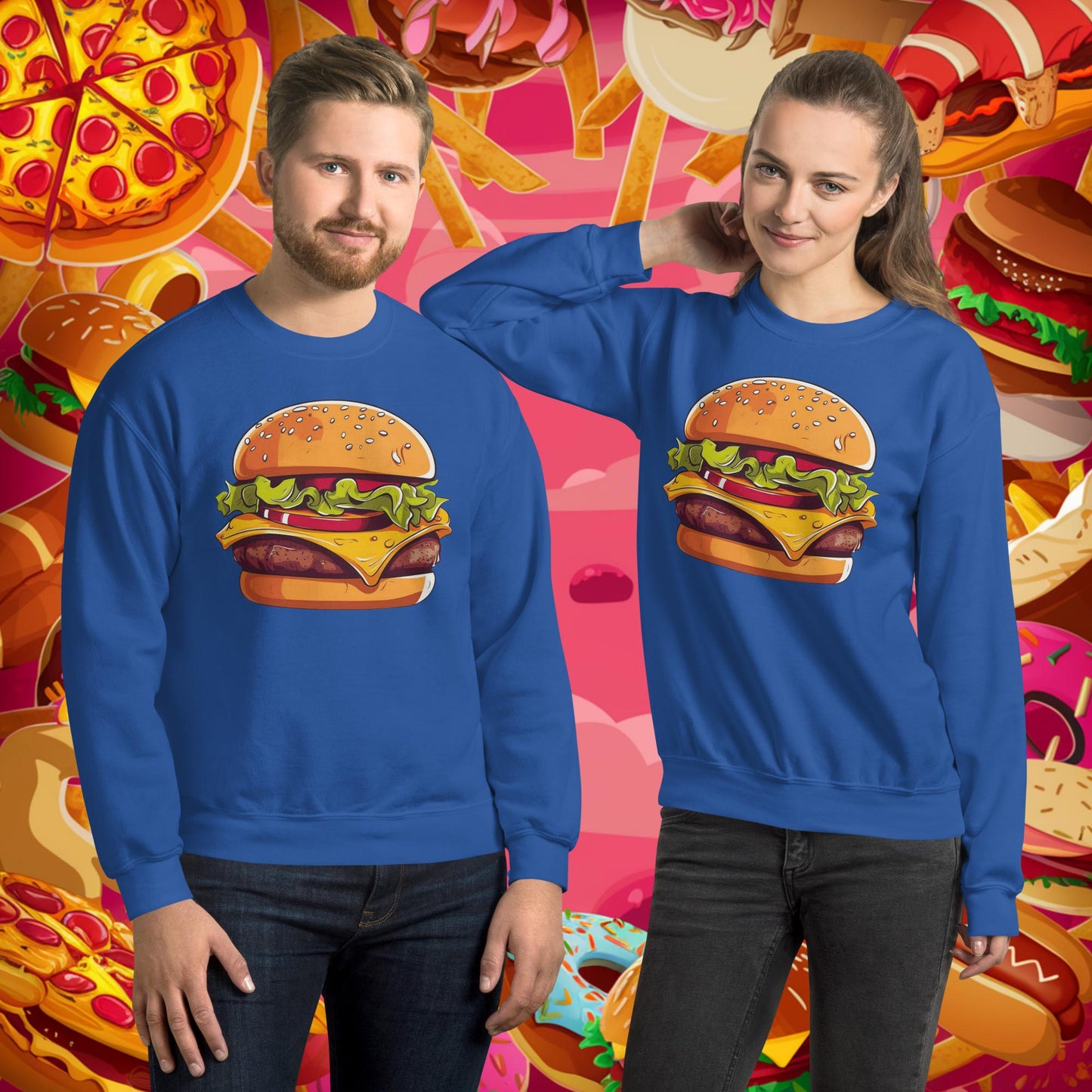 Cheeseburger I Love Burgers Unisex Sweatshirt Royal Sweatshirts Burgers Fast Food Next Cult Brand