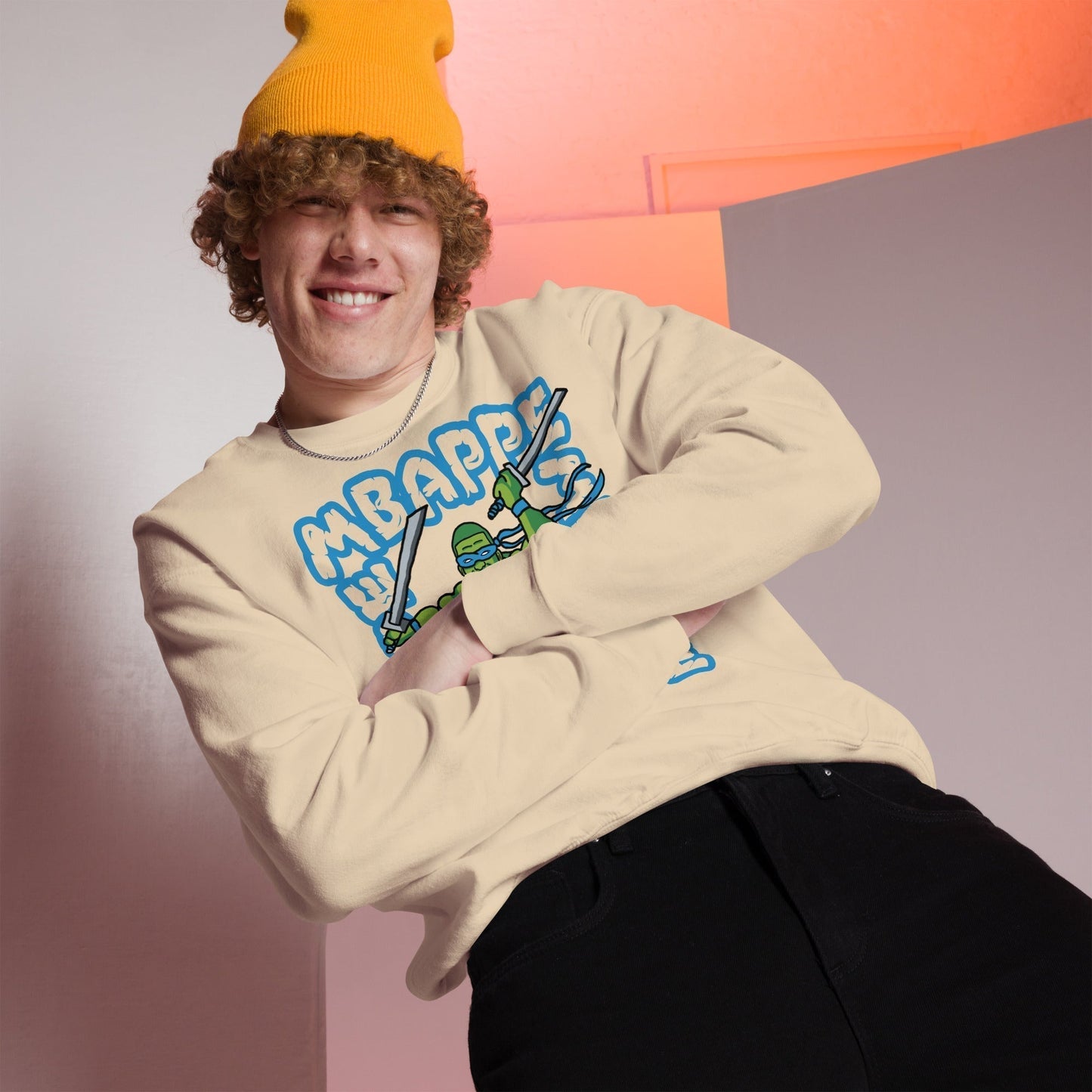 Kylian Mbappe Blue Ninja Turtle Leonardo Unisex Sweatshirt Sweatshirts Football Kylian Mbappe Ninja Turtles PSG Real Madrid Next Cult Brand