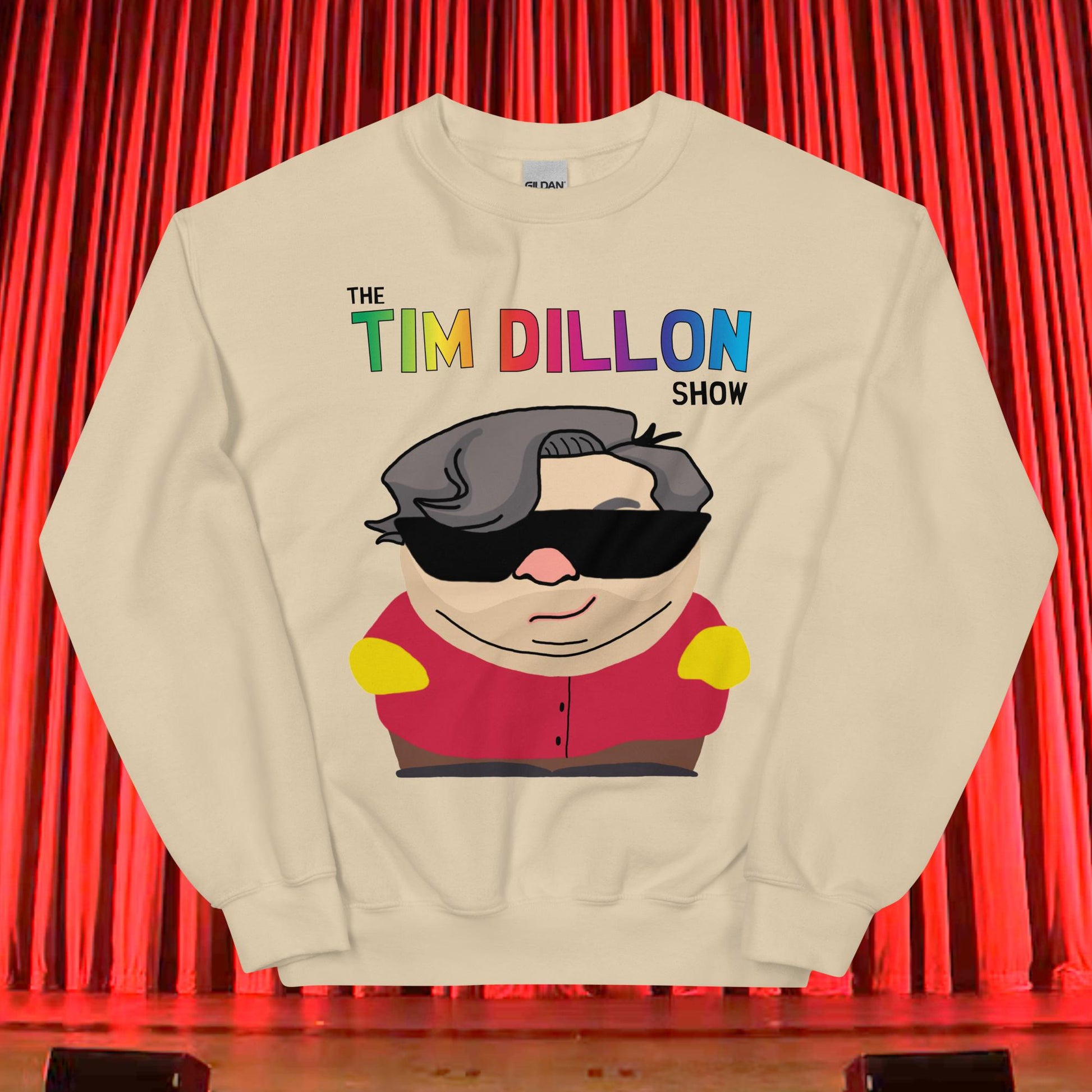 Tim Dillon Cartman, Southpark, The Tim Dillon Show, Tim Dillon Podcast, Tim Dillon Merch, Tim Dillon Unisex Sweatshirt Sand Sweatshirts Podcasts Stand-up Comedy Tim Dillon Next Cult Brand