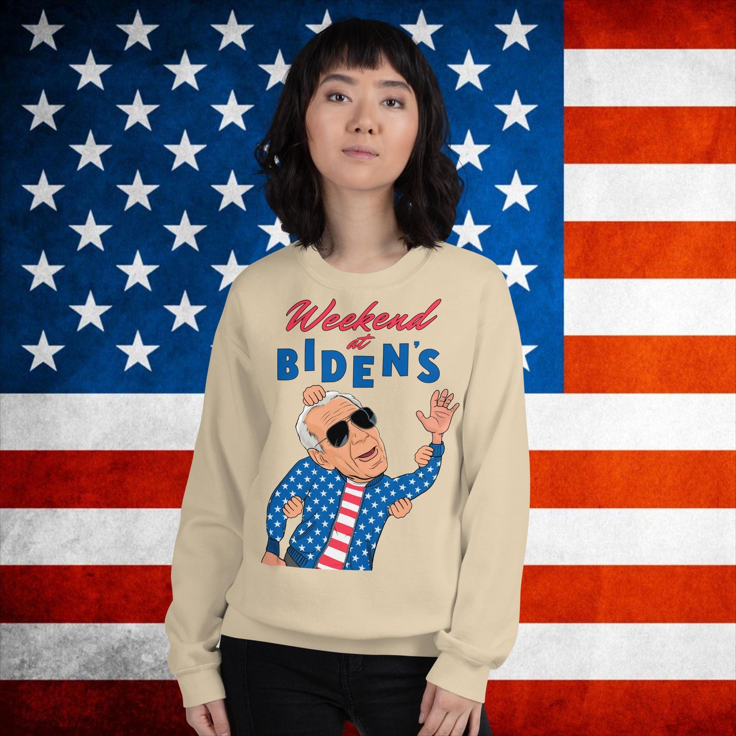 Weekend at Biden's Sweatshirt Joe Biden Meme Jumper Democrat Sweater Republican Jumper Trump Jumper Trump Gift Biden Gift 90s Vintage JumperUnisex Sweatshirt Sand Sweatshirts Democrats Joe Biden Politics Next Cult Brand