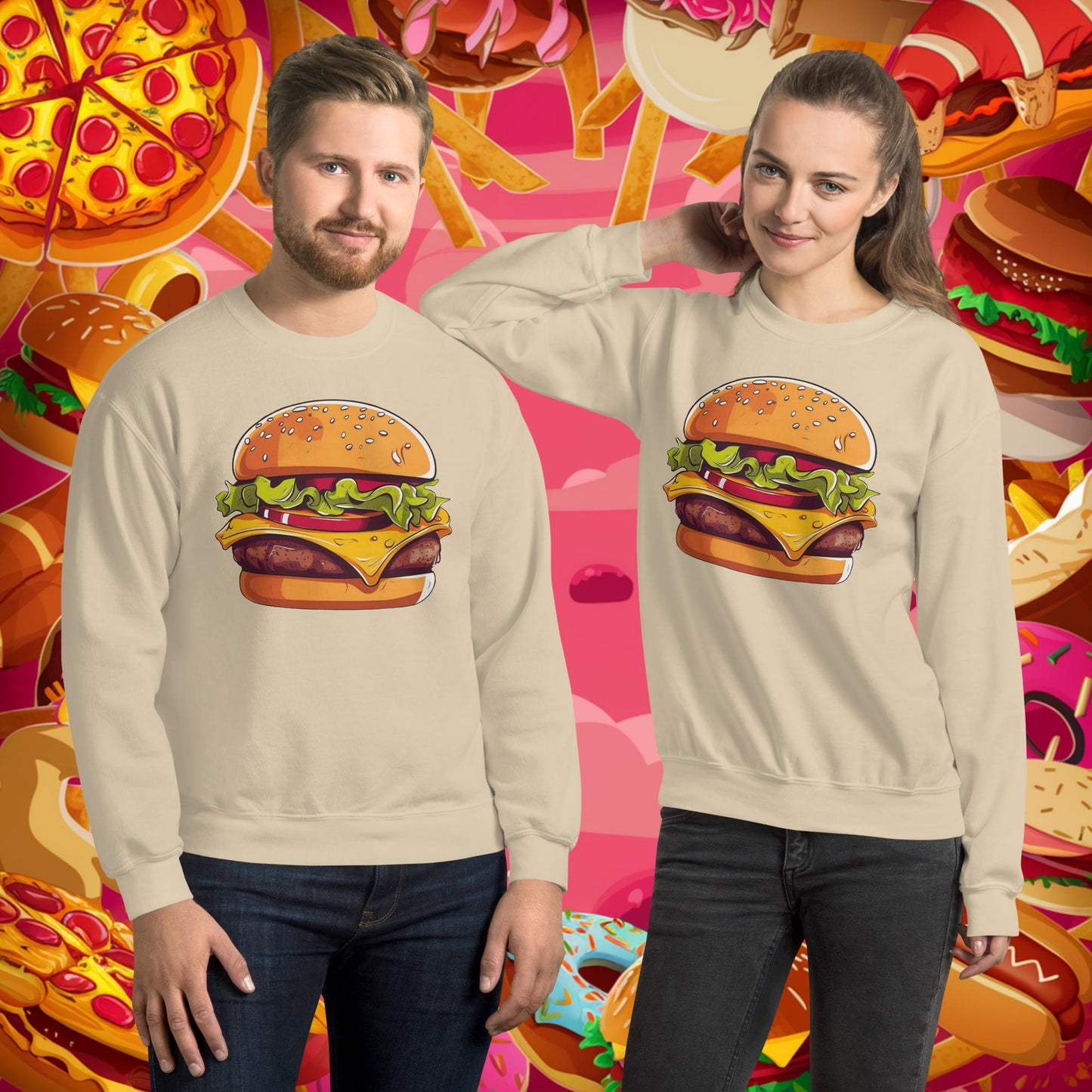 Cheeseburger I Love Burgers Unisex Sweatshirt Sand Sweatshirts Burgers Fast Food Next Cult Brand