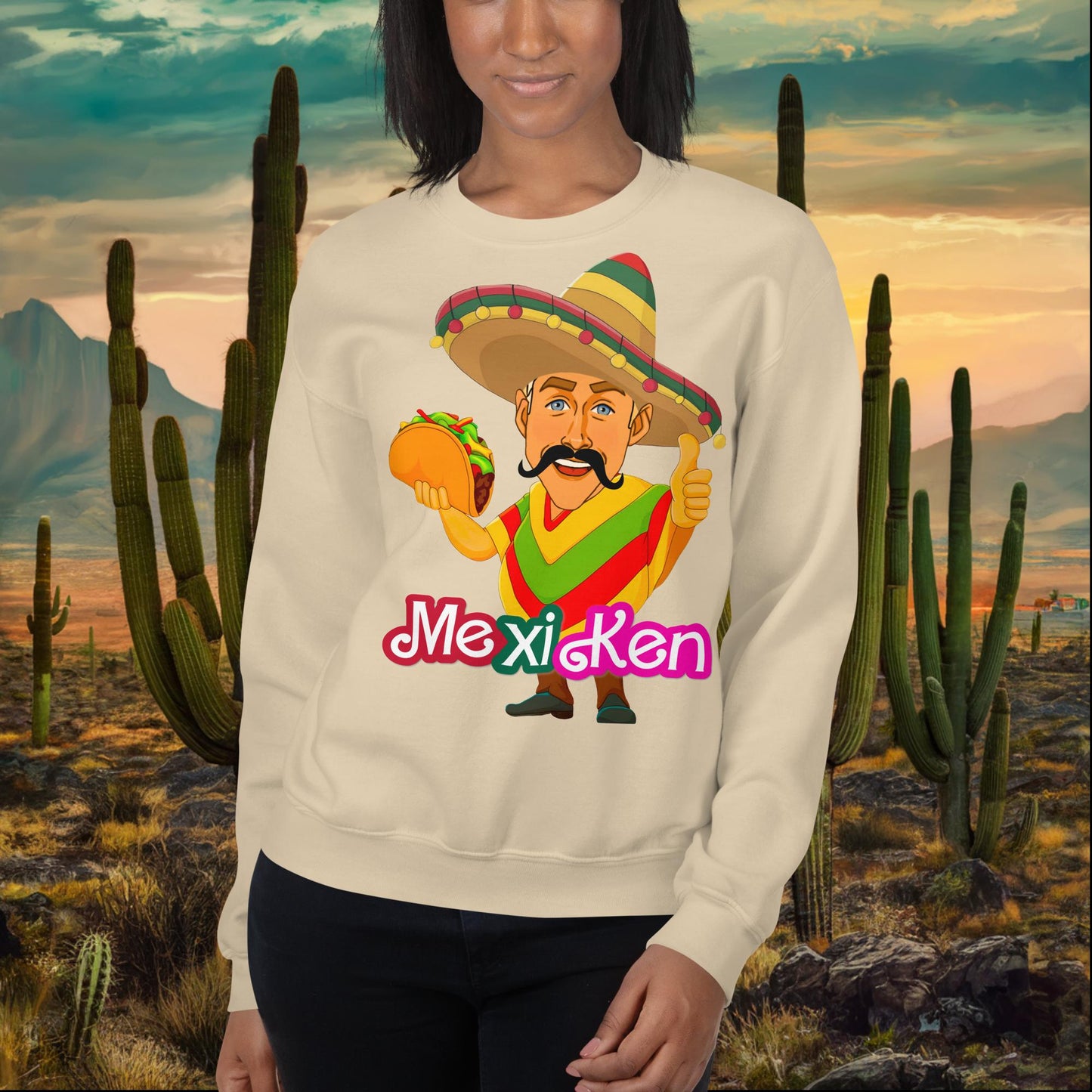 MexiKen Ken Barbie Movie Ryan Gosling Mexican Unisex Sweatshirt Sand Sweatshirts Barbie Celebrities Ken Mexico Movies Ryan Gosling Next Cult Brand