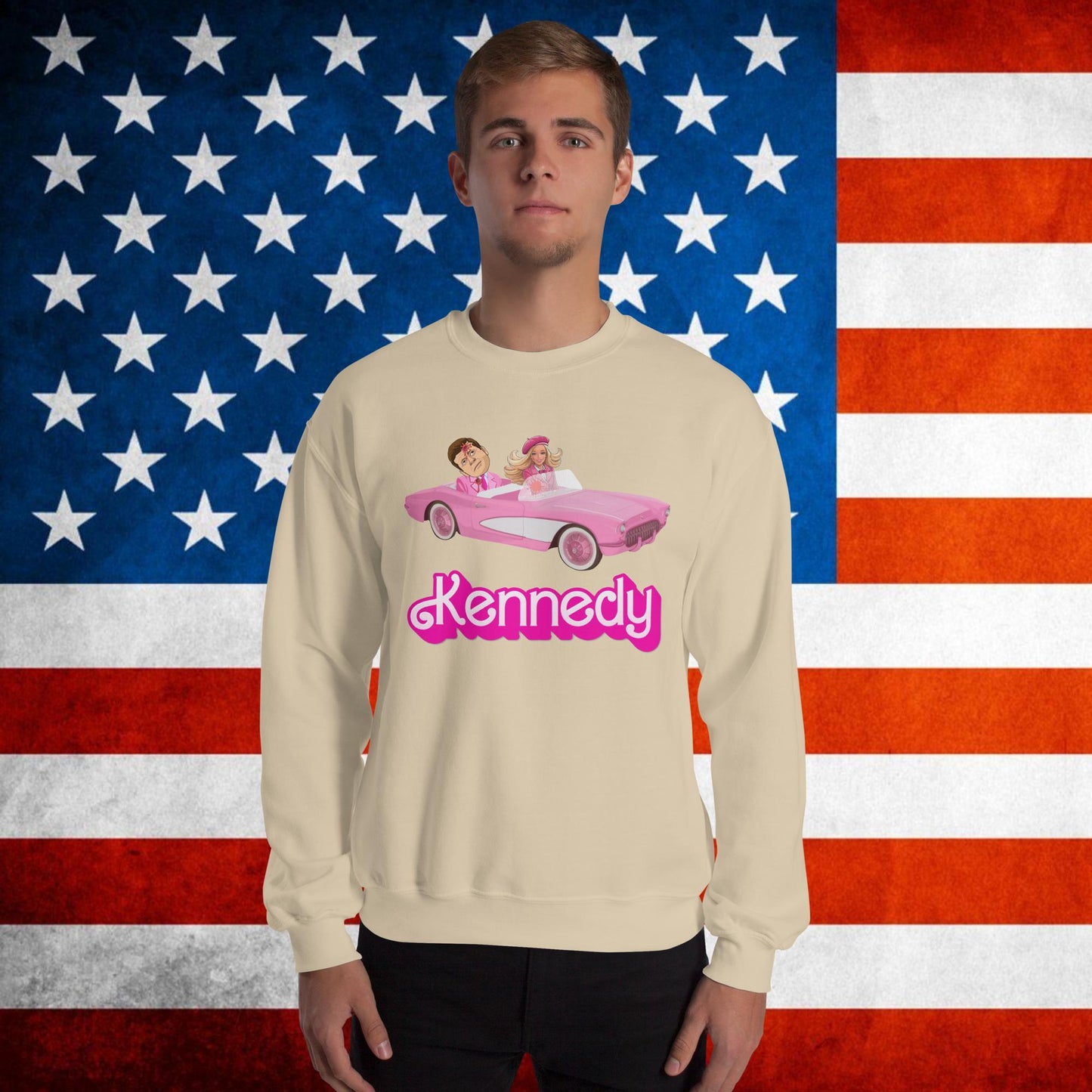 Kennedy JFK Conspiracy Ken Barbie Movie Unisex Sweatshirt Sand Sweatshirts Barbie Conspiracy Theories Democrats JFK Ken Politics Next Cult Brand
