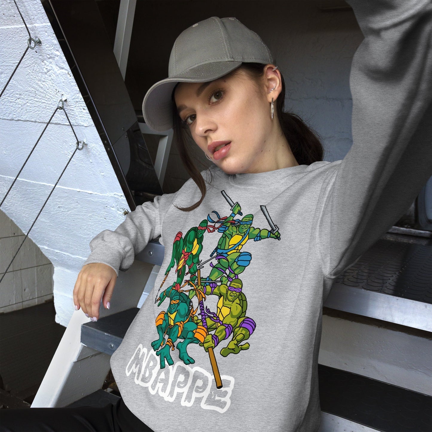 Kylian Mbappe Ninja Turtles funny football/ soccer meme Unisex Sweatshirt Sport Grey Sweatshirts Football Kylian Mbappe Ninja Turtles PSG Real Madrid Next Cult Brand