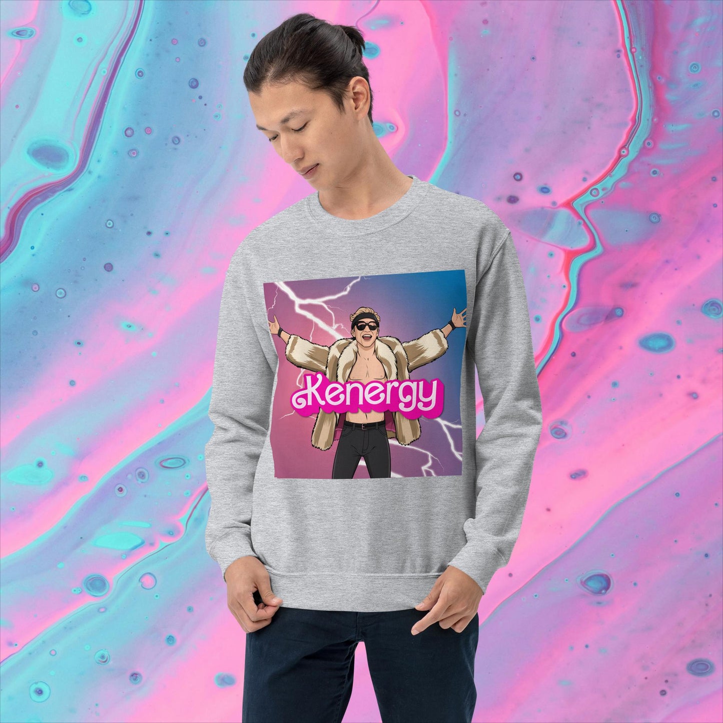 Kenergy Barbie Ryan Gosling Ken Unisex Sweatshirt Sport Grey Sweatshirts Barbie Celebrities Ken Kenergy Movies Ryan Gosling Next Cult Brand