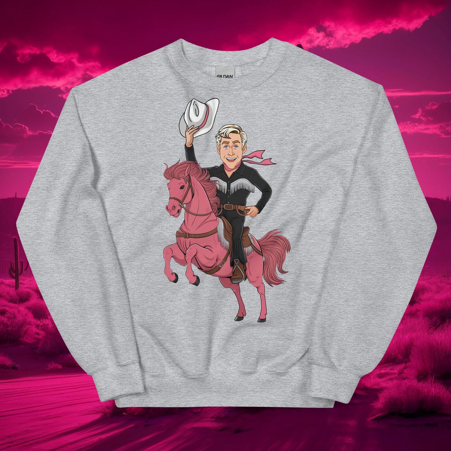 Ryan Gosling Ken Cowboy Horse Barbie Movie Patriarchy Unisex Sweatshirt Sport Grey Hoodies Barbie Celebrities Ken Movies Ryan Gosling Next Cult Brand