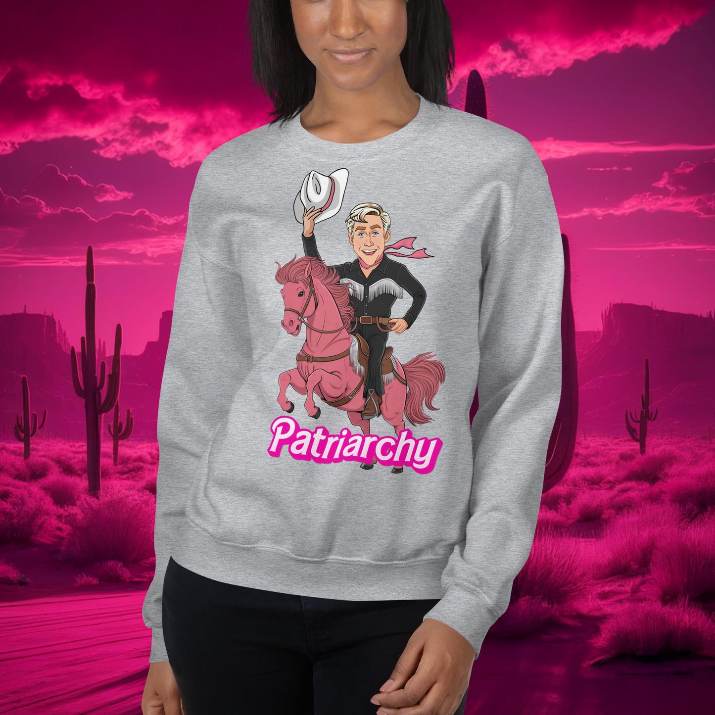 Ken Barbie Movie When I found out the patriarchy wasn't just about horses, I lost interest Unisex Sweatshirt Sport Grey Sweatshirts Barbie Celebrities Ken Movies Ryan Gosling Next Cult Brand
