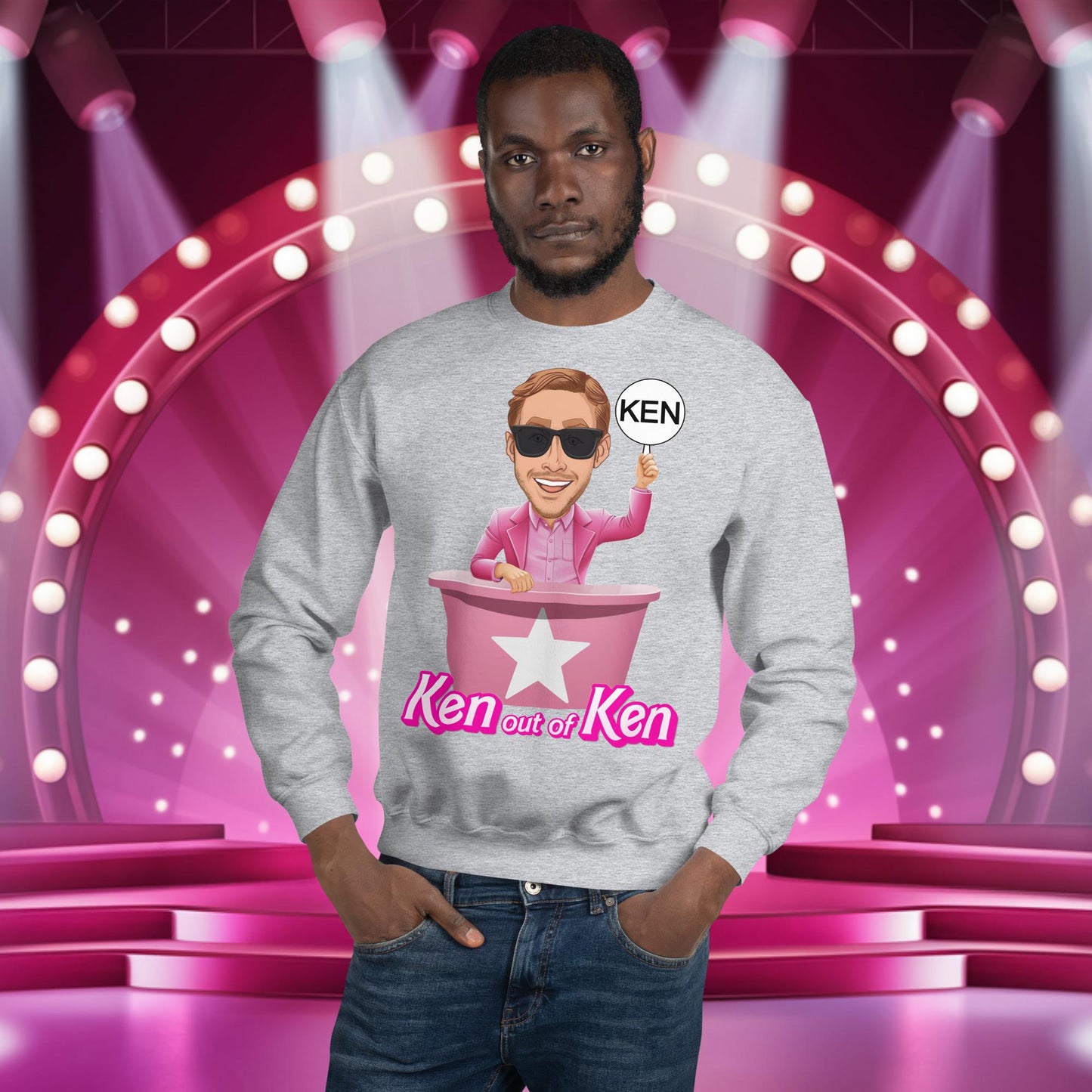 Ken out of Ken Ryan Gosling Barbie Movie Unisex Sweatshirt Sport Grey Sweatshirts Barbie Celebrities Ken Movies Ryan Gosling Next Cult Brand