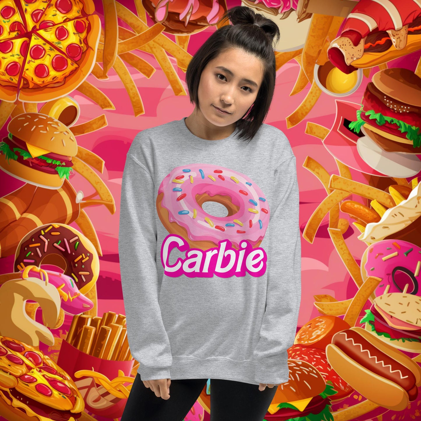 Carbie Barbie I Love Carbs I Love Donuts Unisex Sweatshirt Sport Grey Sweatshirts Barbie Carbie Donuts Fast Food Ken Movies Next Cult Brand
