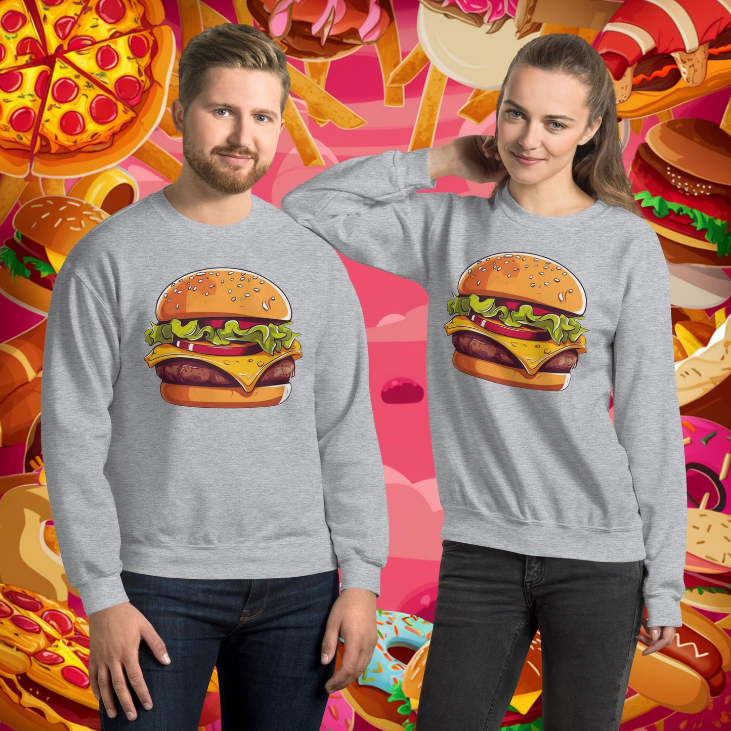 Cheeseburger I Love Burgers Unisex Sweatshirt Sport Grey Sweatshirts Burgers Fast Food Next Cult Brand