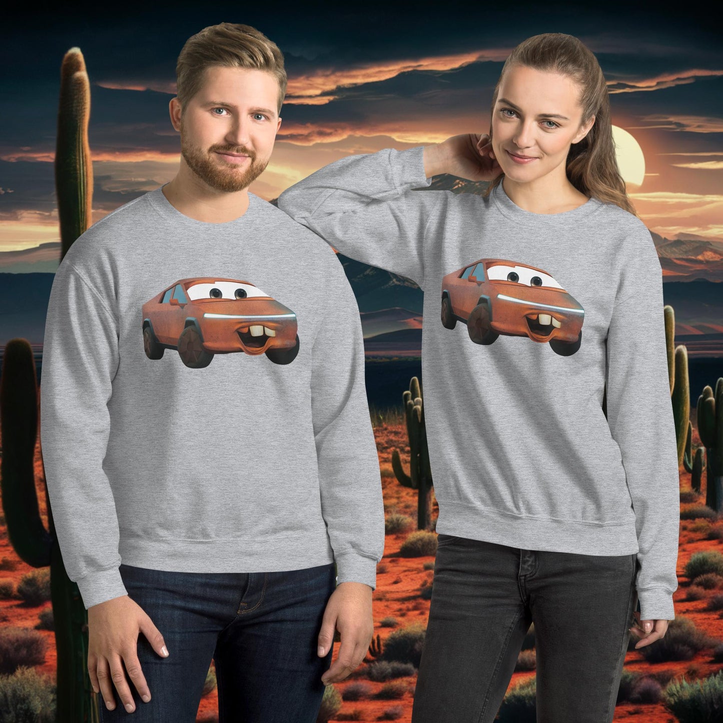 Rusty Tesla Cybertruck Elon Musk Cars Movie Tow Mater Unisex Sweatshirt Sport Grey Sweatshirts Cars Movie Celebrities Cybertruck Elon Musk Movies Tesla Next Cult Brand