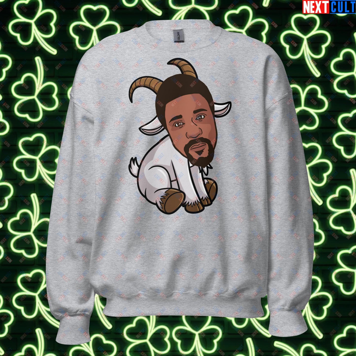 Bill Russell G.O.A.T. Sweatshirt - Boston Celtics Basketball Meme Jumper - Greatest of All Time Funny Cartoon Pullover for Basketball Fans - Perfect Gift for Celtics Supporters Unisex Sweatshirt Sport Grey Sweatshirts Basketball Bill Russell Boston Celtics G.O.A.T. NBA Next Cult Brand