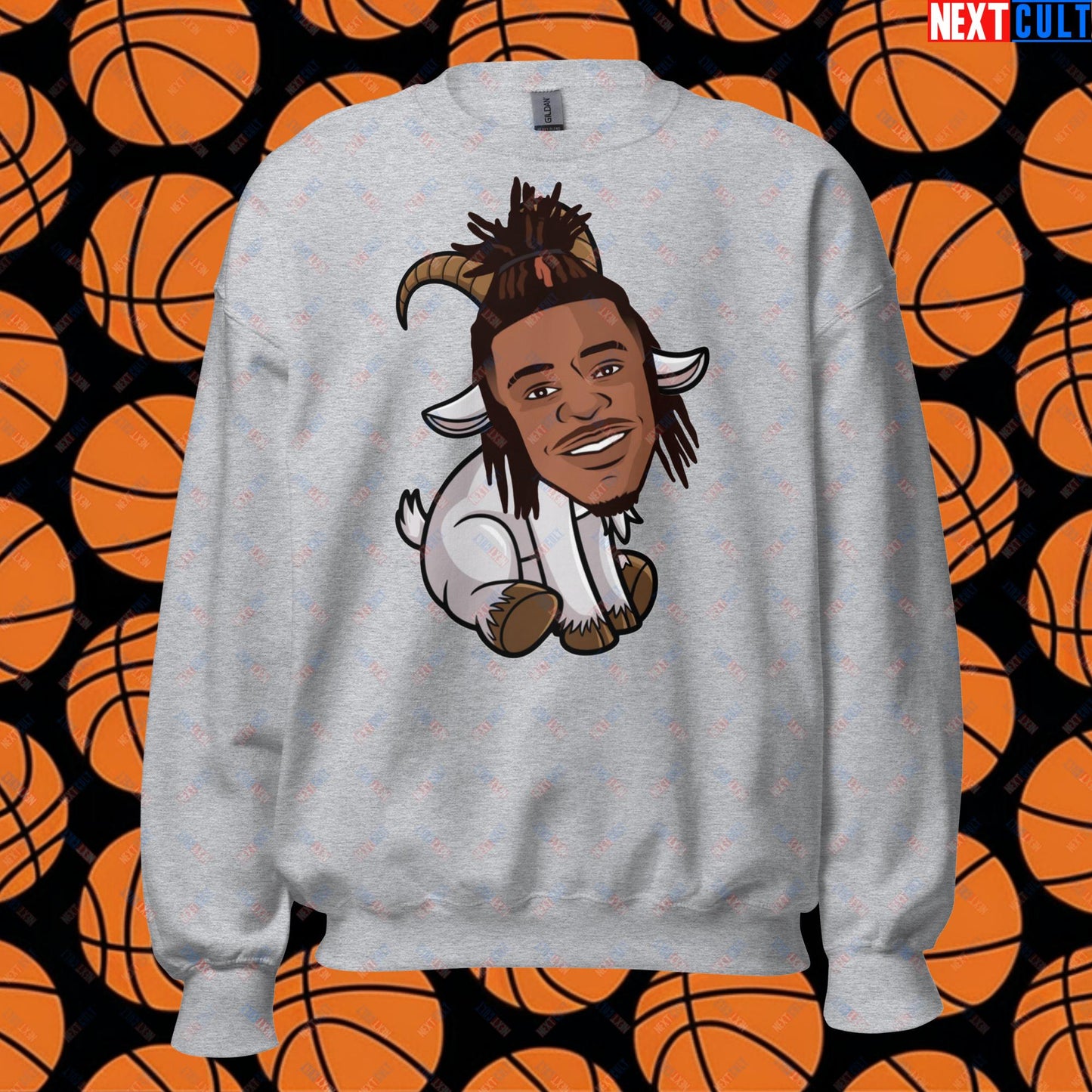 Ja Morant G.O.A.T. Sweatshirt - Funny Basketball Meme Jumper - Memphis Grizzlies GOAT Cartoon Design Pullover - Perfect Gift for Basketball Fans Unisex Sweatshirt Sport Grey Sweatshirts Basketball G.O.A.T. Ja Morant Memphis Grizzlies NBA Next Cult Brand