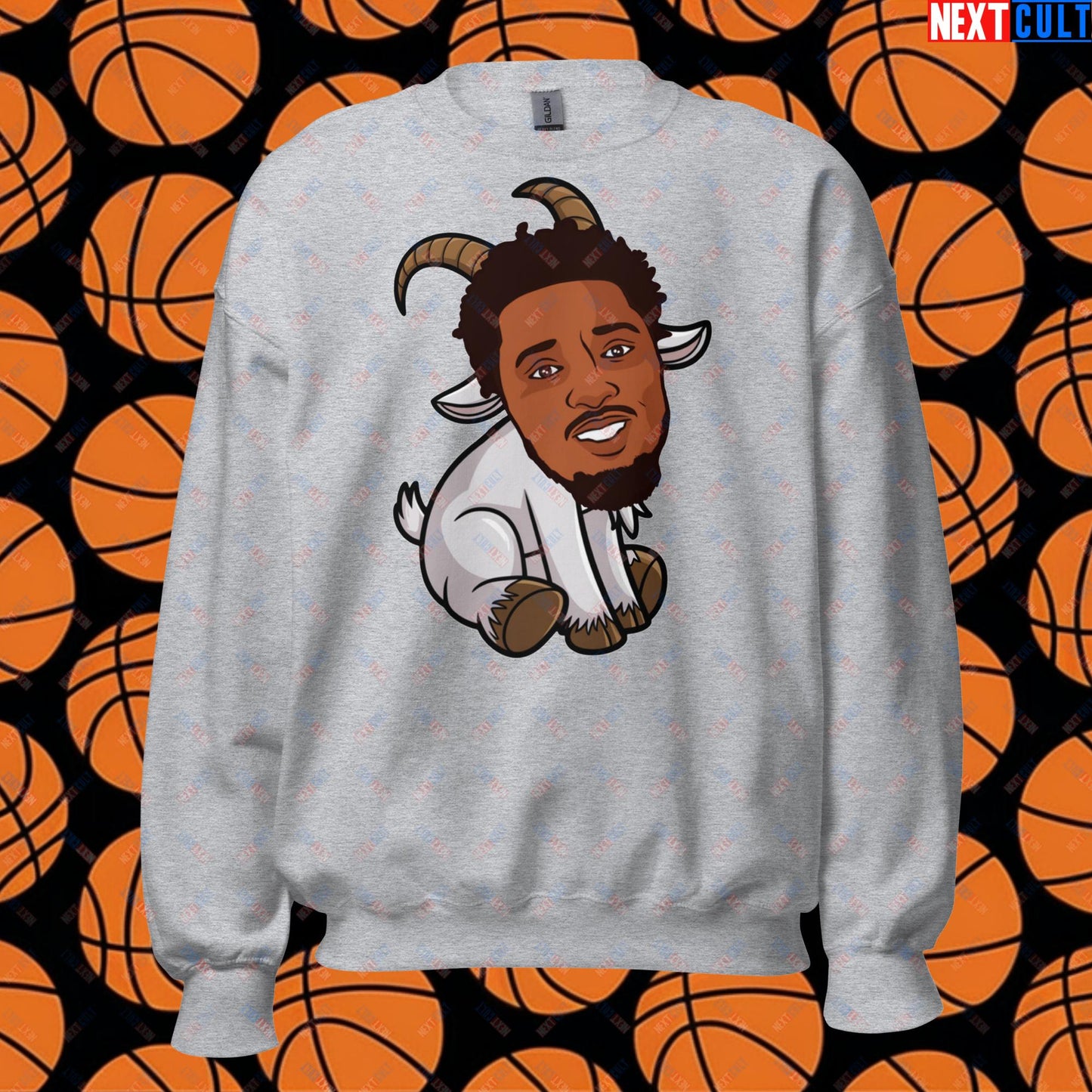 Donovan Mitchell G.O.A.T. Sweatshirt - Cleveland Cavaliers Basketball Meme Jumper - Funny GOAT Cartoon Pullover for Basketball Fans - Perfect Gift for Cavs Supporters Unisex Sweatshirt Sport Grey Sweatshirts Basketball Cleveland Cavaliers Donovan Mitchell G.O.A.T. NBA Next Cult Brand
