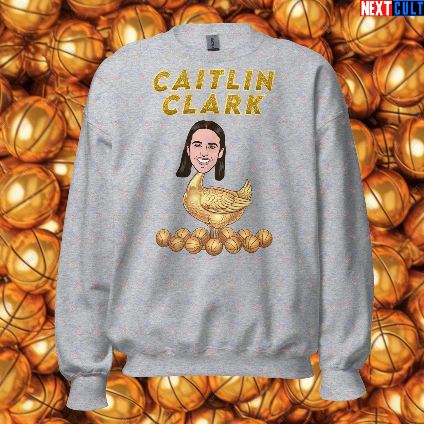 Caitlin Clark Golden Goose Sweatshirt - Women's Basketball Meme Jumper - Indiana Fever & WNBA Fan Gift - Funny Cartoon Pullover for Basketball Lovers Unisex Sweatshirt Sport Grey Sweatshirts Basketball Caitlin Clark Indiana Fever WNBA Next Cult Brand