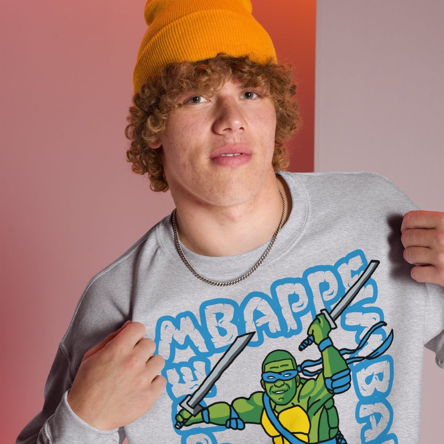 Kylian Mbappe Blue Ninja Turtle Leonardo Unisex Sweatshirt Sport Grey Sweatshirts Football Kylian Mbappe Ninja Turtles PSG Real Madrid Next Cult Brand