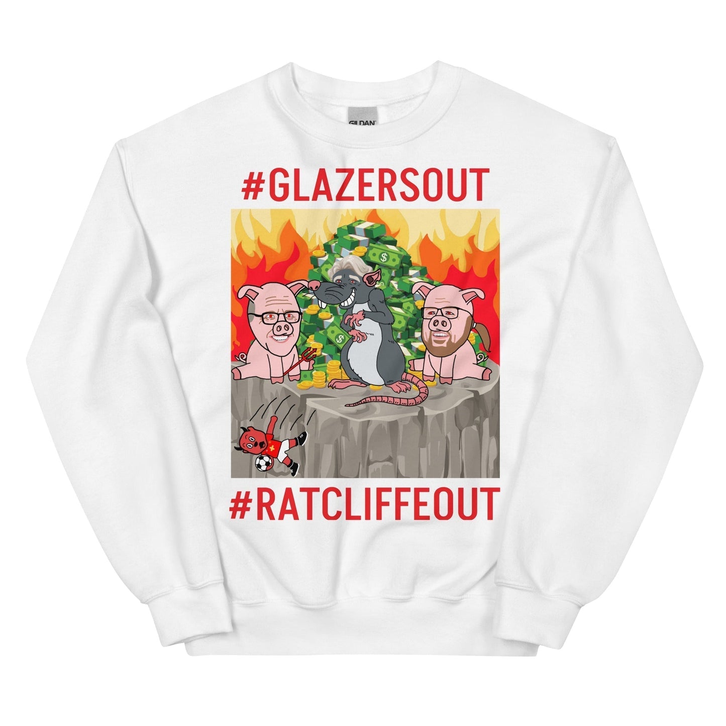 Manchester United Ratcliffe Out, Glazers Out Unisex Sweatshirt, Red Letters, #GlazersOut #RatcliffeOut Next Cult Brand Football, GlazersOut, Manchester United, RatcliffeOut