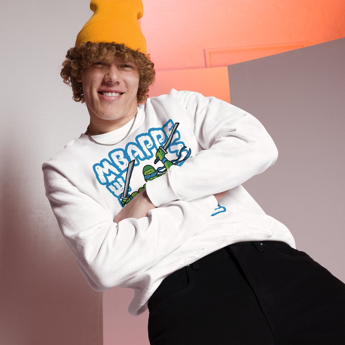 Kylian Mbappe Blue Ninja Turtle Leonardo Unisex Sweatshirt Sweatshirts Football Kylian Mbappe Ninja Turtles PSG Real Madrid Next Cult Brand