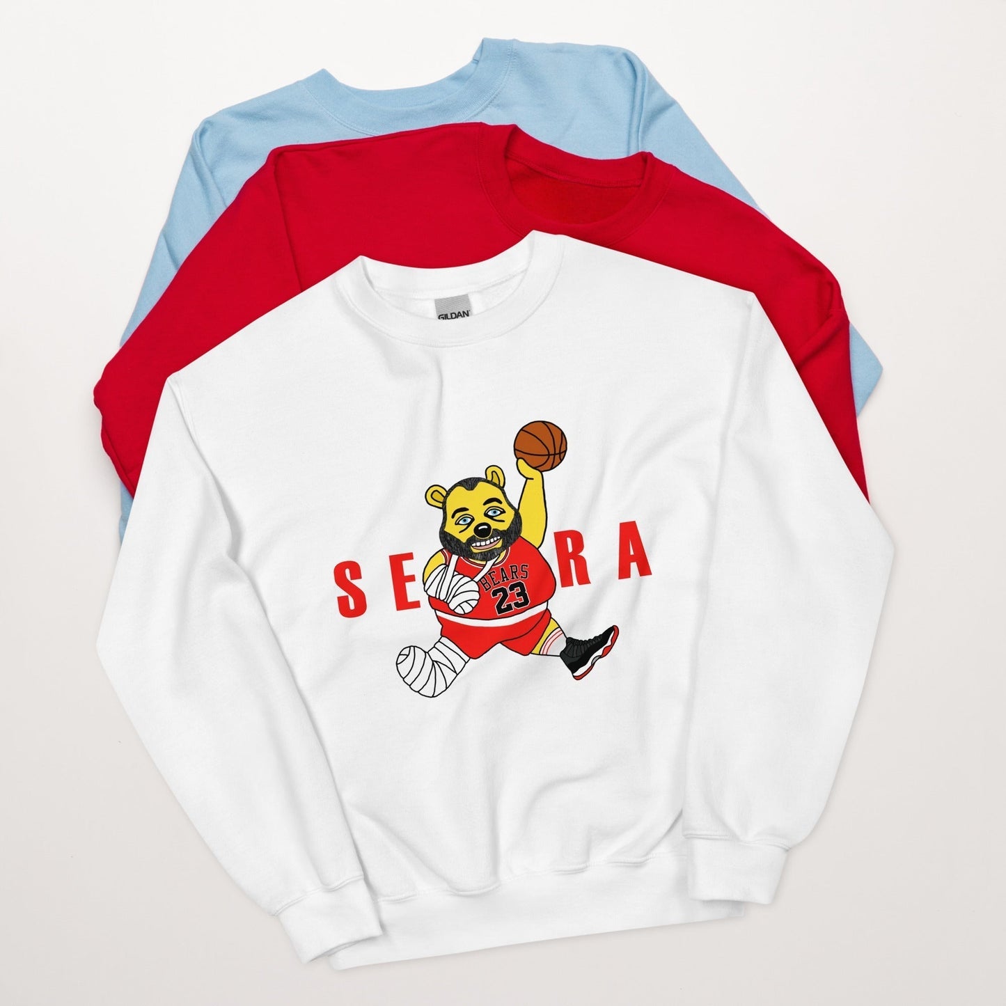Air Segura, Tom Segura Basketball, Your Mom's House (YMH), 2 Bears 1 Cave, Funny Unisex Sweatshirt White Sweatshirts 2 Bears 1 Cave Air Segura Podcasts Stand-up Comedy Tom Segura YMH Next Cult Brand