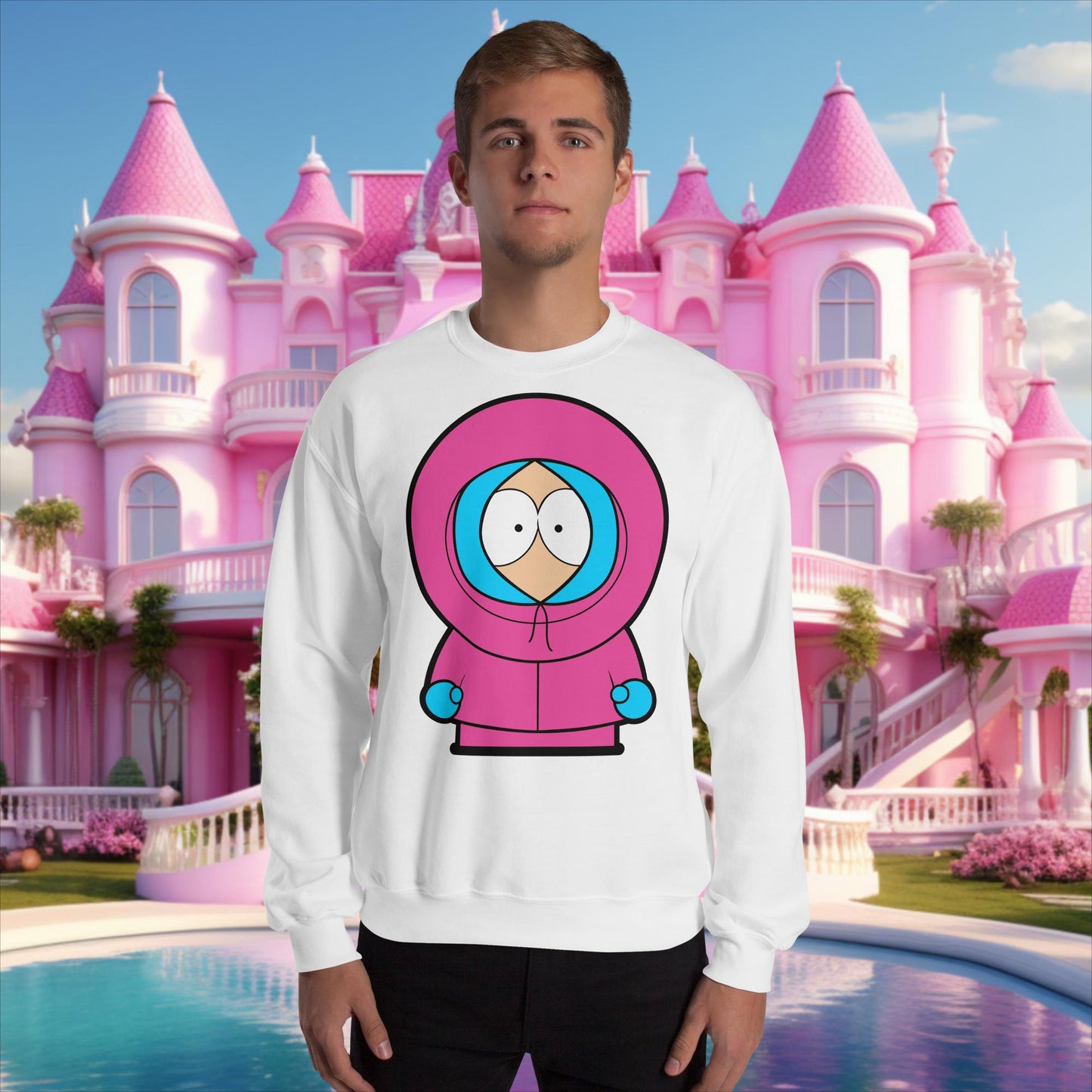 Kenny McCormick Ken Ryan Gosling Barbie South Park Kenny Unisex Sweatshirt White Sweatshirts Barbie Ken Kenny Movies South Park TV Shows Next Cult Brand