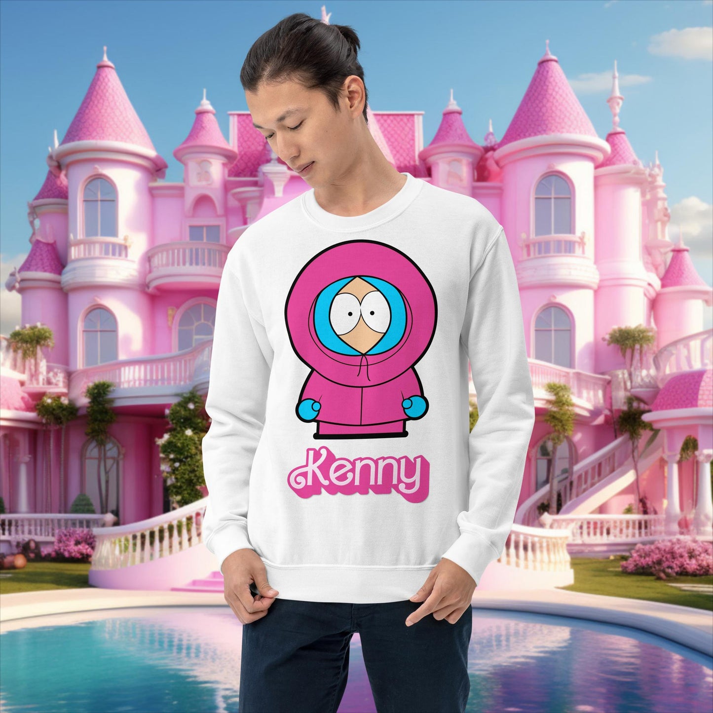 Kenny McCormick Ken Ryan Gosling Barbie South Park Kenny Unisex Sweatshirt White Sweatshirts Barbie Ken Kenny Movies South Park TV Shows Next Cult Brand