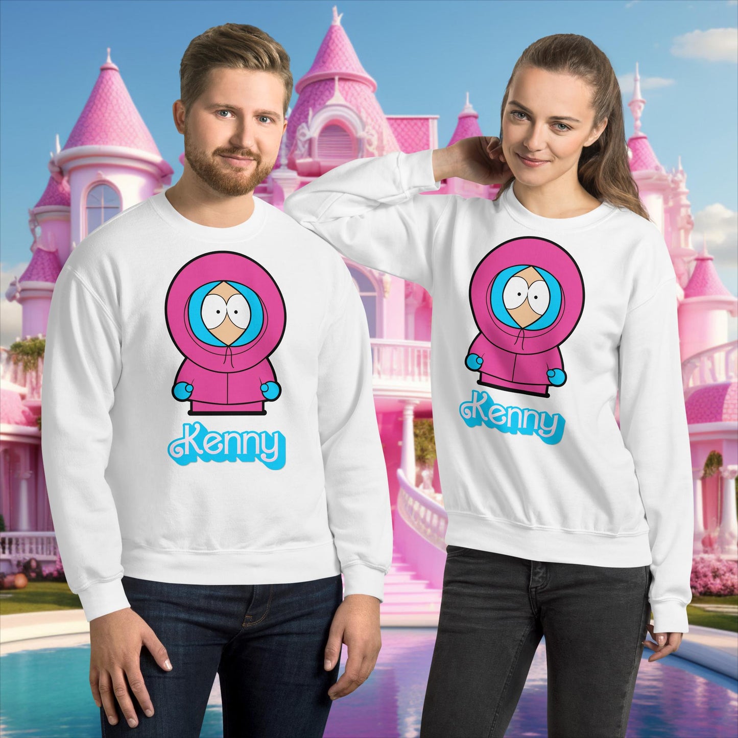 Kenny McCormick Ken Ryan Gosling Barbie South Park Kenny Unisex Sweatshirt White Sweatshirts Barbie Ken Kenny Movies South Park TV Shows Next Cult Brand
