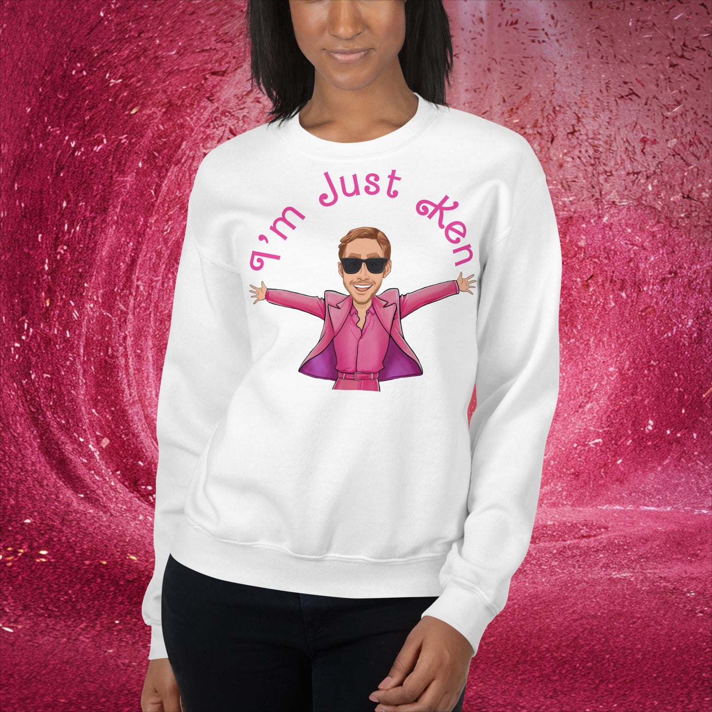 Ken Barbie Ryan Gosling I'm Just Ken Unisex Sweatshirt White Sweatshirts Barbie Celebrities Ken Movies Ryan Gosling Next Cult Brand
