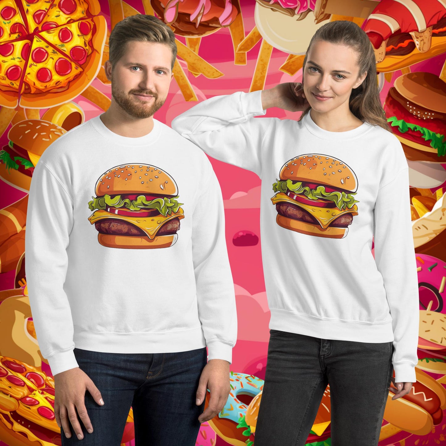 Cheeseburger I Love Burgers Unisex Sweatshirt White Sweatshirts Burgers Fast Food Next Cult Brand