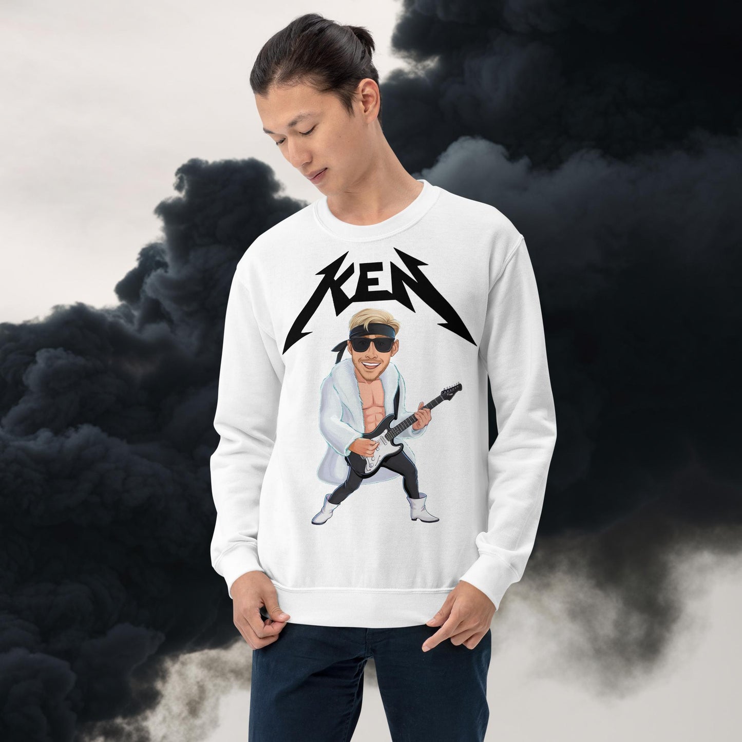 Rockstar Ken Barbie Movie Ryan Gosling Unisex Sweatshirt White Sweatshirts Barbie Celebrities Ken Movies Ryan Gosling Next Cult Brand