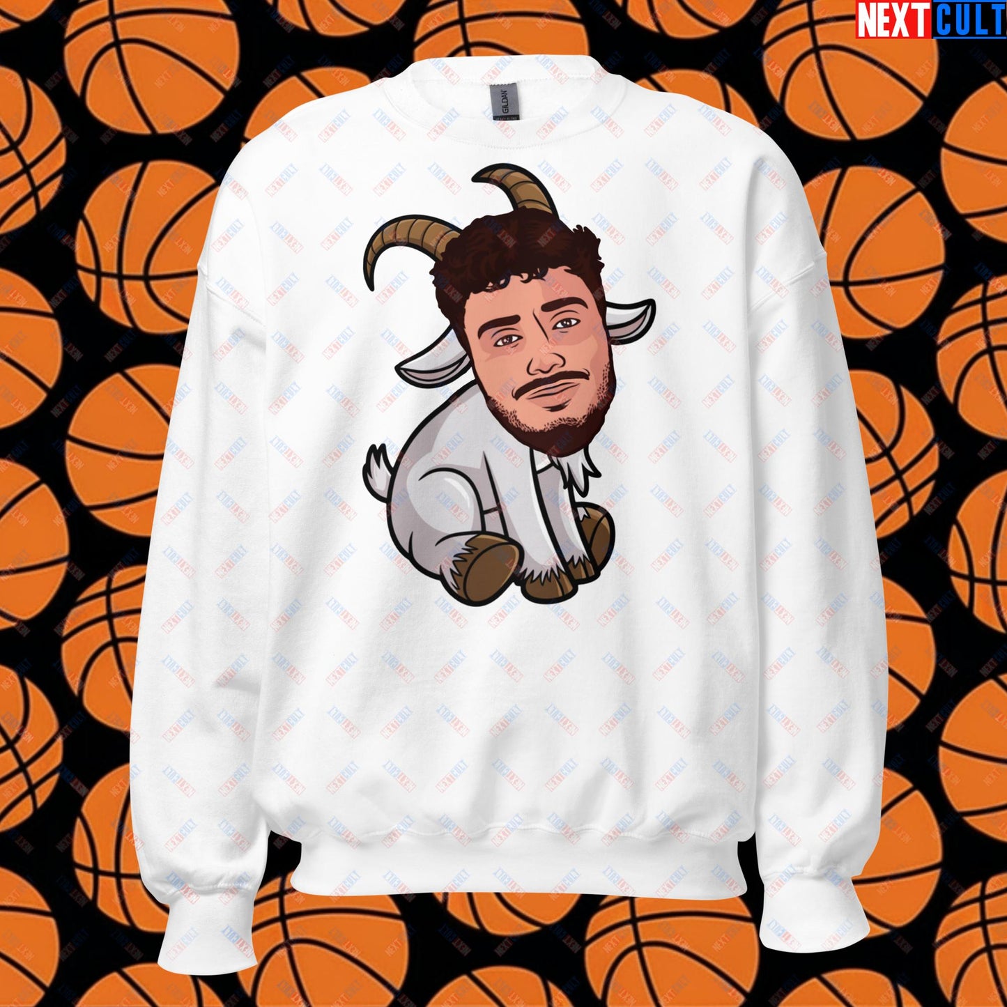 Alperen Sengun G.O.A.T. Sweatshirt - Funny Houston Rockets Basketball Jumper - Turkey’s Greatest of All Time Meme Pullover - Perfect Gift for Rockets Fans Unisex Sweatshirt White Sweatshirts Alperen Sengun Basketball G.O.A.T. Houston Rockets NBA Next Cult Brand