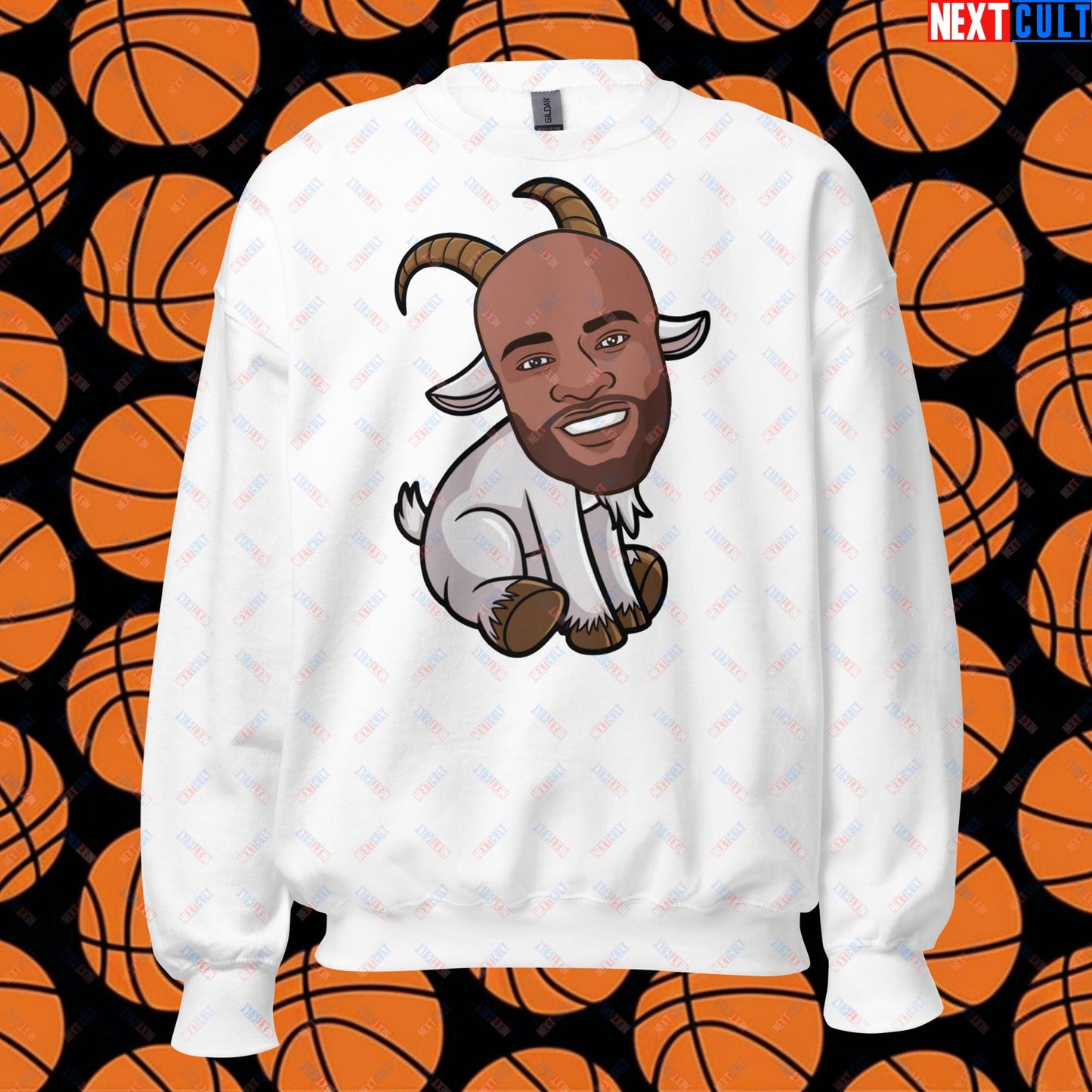 Vince Carter G.O.A.T. Sweatshirt - Greatest of All Time Basketball Meme Jumper - Funny Vince Carter Cartoon Pullover for Basketball Fans - Perfect Gift for GOAT Lovers Unisex Sweatshirt White Sweatshirts Basketball G.O.A.T. NBA Toronto Raptors Vince Carter Next Cult Brand