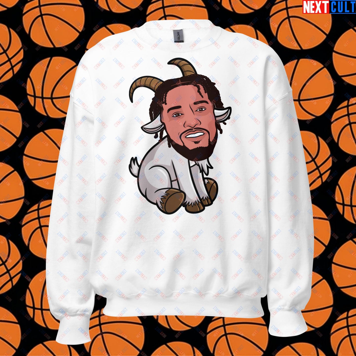 Jalen Brunson G.O.A.T. Sweatshirt - Funny Basketball Meme Jumper for New York Knicks Fans - Greatest of All Time Pullover - Perfect Gift for Basketball Lovers Unisex Sweatshirt White Sweatshirts Basketball G.O.A.T. Jalen Brunson NBA New York Knicks Next Cult Brand