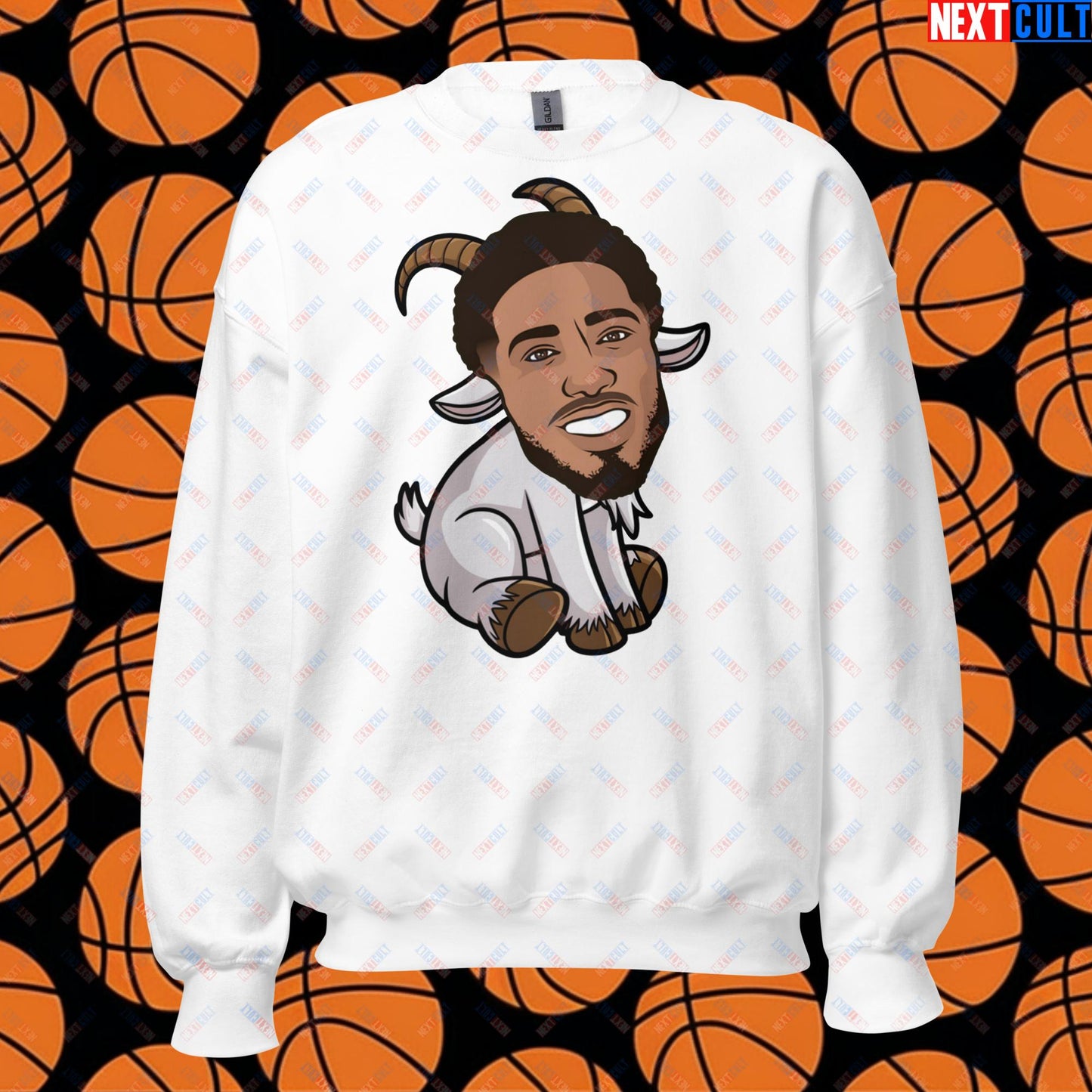 Tyrese Haliburton G.O.A.T. Sweatshirt - Funny Basketball Meme Jumper - Indiana Pacers GOAT Pullover - Perfect Gift for Basketball Fans Unisex Sweatshirt White Sweatshirts Basketball G.O.A.T. Indiana Pacers NBA Tyrese Haliburton Next Cult Brand