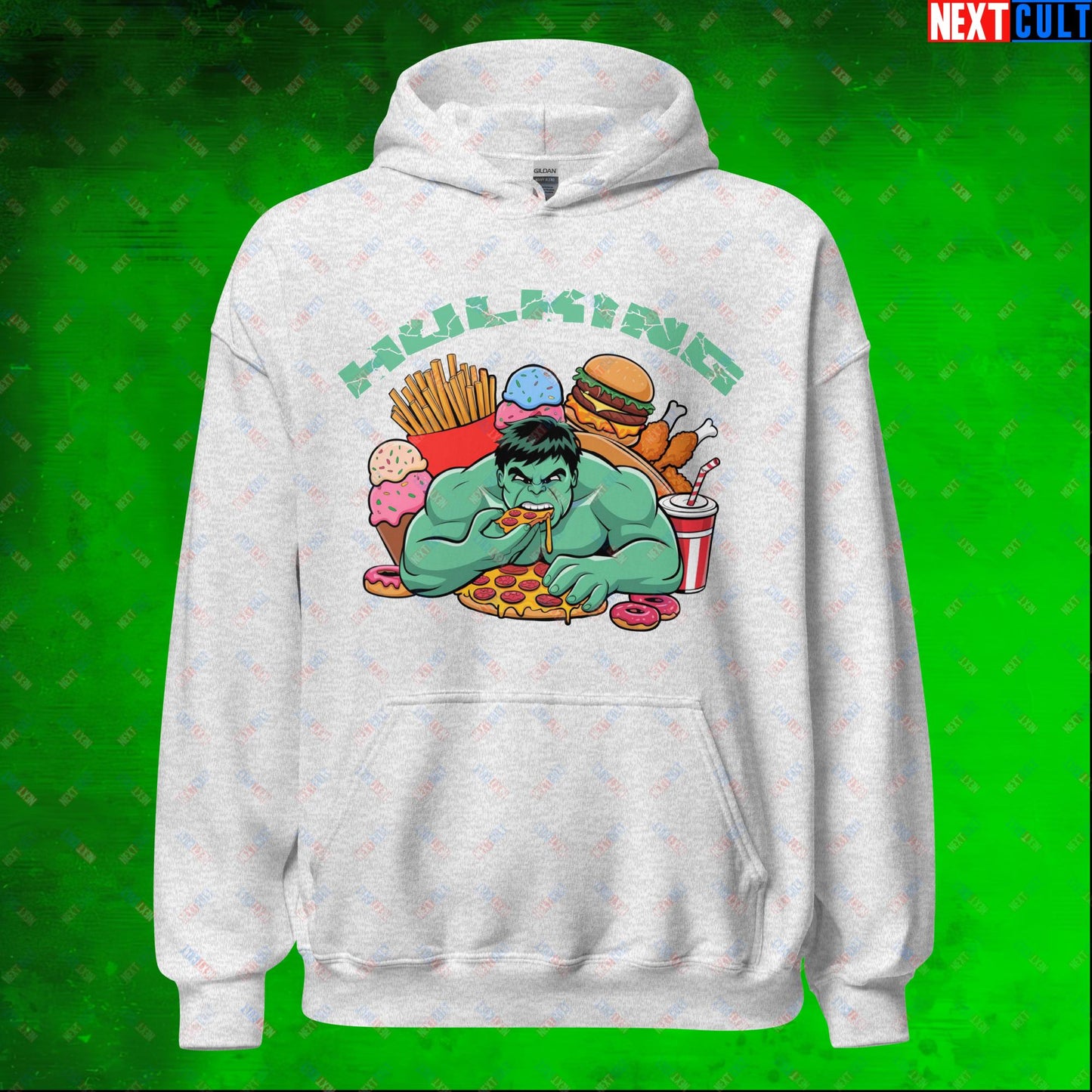 Hulking Bulking Funny Gym Meme Cartoon Unisex Hoodie Ash Hoodies Avengers Bulking Fast Food Fitness Gym Hulk Movies Workout Next Cult Brand