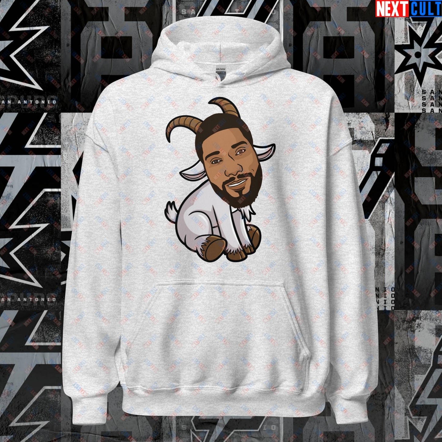 Tim Duncan G.O.A.T. Hoodie - San Antonio Spurs Basketball Meme Sweatshirt - Greatest of All Time Funny Cartoon Pullover for Spurs Fans - Perfect Gift for Basketball Lovers Unisex Hoodie Ash Hoodies Basketball G.O.A.T. NBA San Antonio Spurs Tim Duncan Next Cult Brand