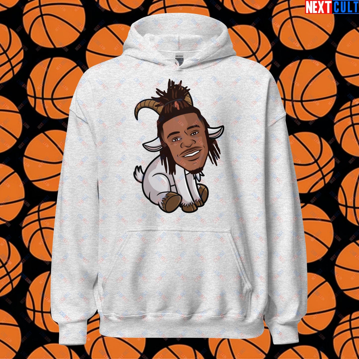Ja Morant G.O.A.T. Hoodie - Funny Basketball Meme Sweatshirt - Memphis Grizzlies GOAT Cartoon Design Pullover - Perfect Gift for Basketball Fans Unisex Hoodie Ash Hoodies Basketball G.O.A.T. Ja Morant Memphis Grizzlies NBA Next Cult Brand