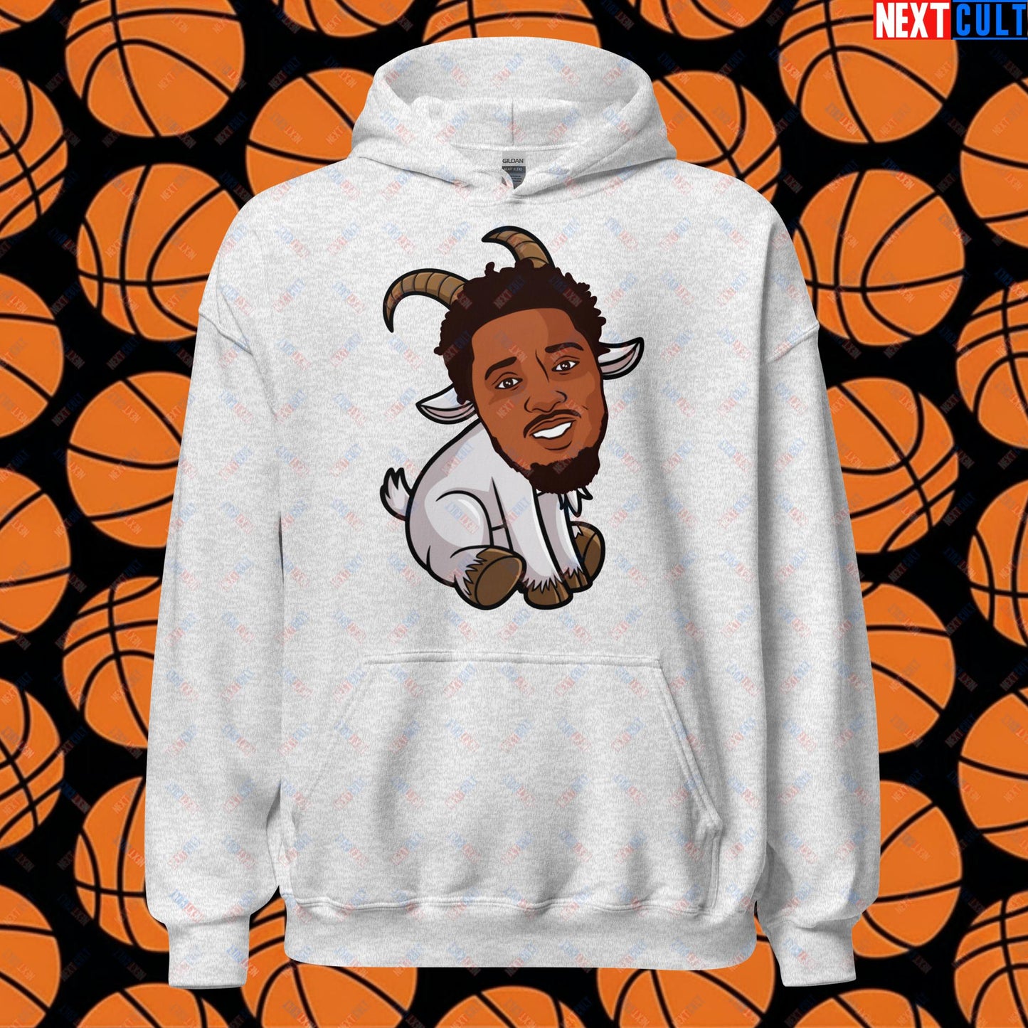 Donovan Mitchell G.O.A.T. Hoodie - Cleveland Cavaliers Basketball Meme Sweatshirt - Funny GOAT Cartoon Pullover for Basketball Fans - Perfect Gift for Cavs Supporters Unisex Hoodie Ash Hoodies Basketball Cleveland Cavaliers Donovan Mitchell G.O.A.T. NBA Next Cult Brand