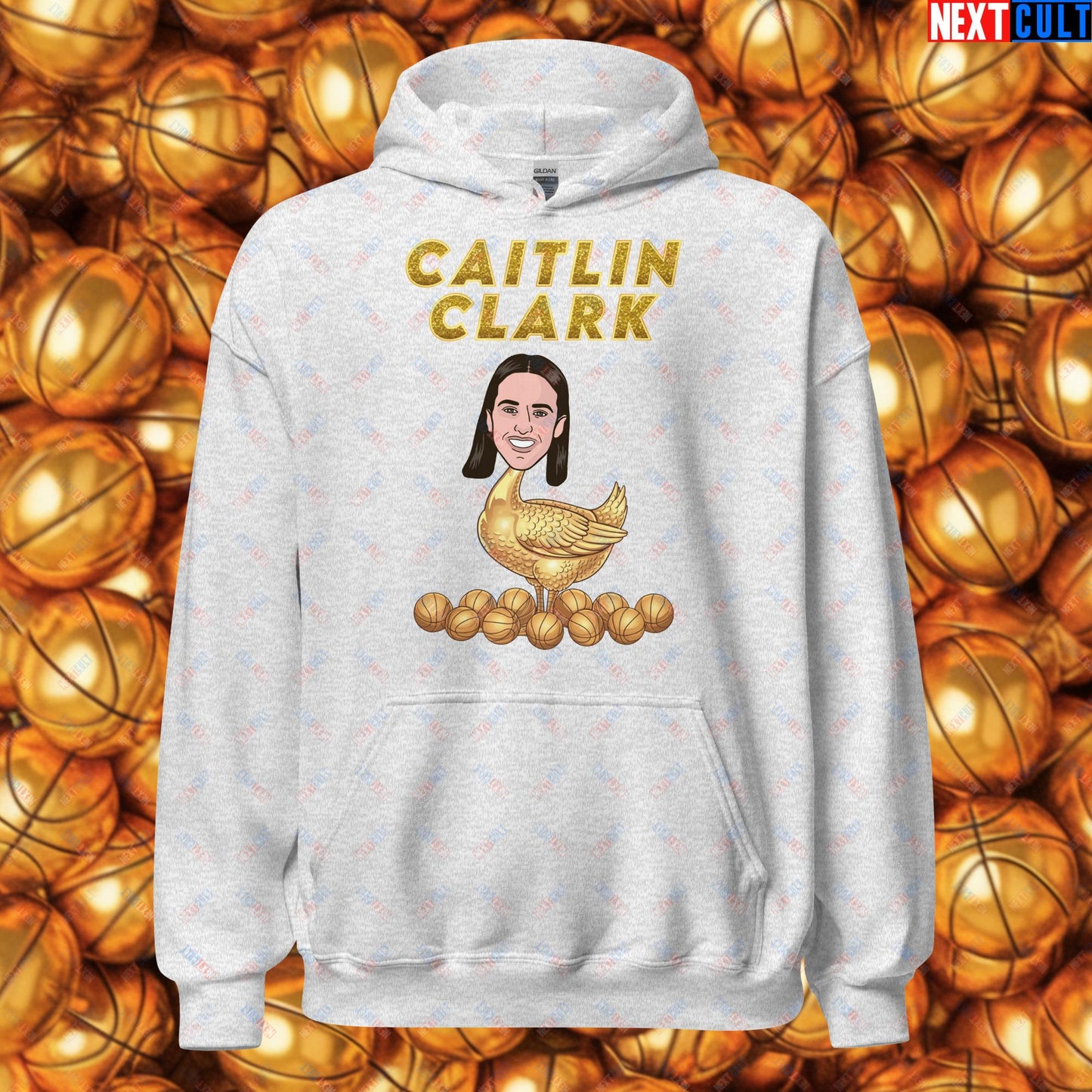Caitlin Clark Golden Goose Hoodie - Women's Basketball Meme Sweatshirt - Indiana Fever & WNBA Fan Gift - Funny Cartoon Pullover for Basketball Lovers Unisex Hoodie Ash Hoodies Basketball Caitlin Clark Indiana Fever WNBA Next Cult Brand