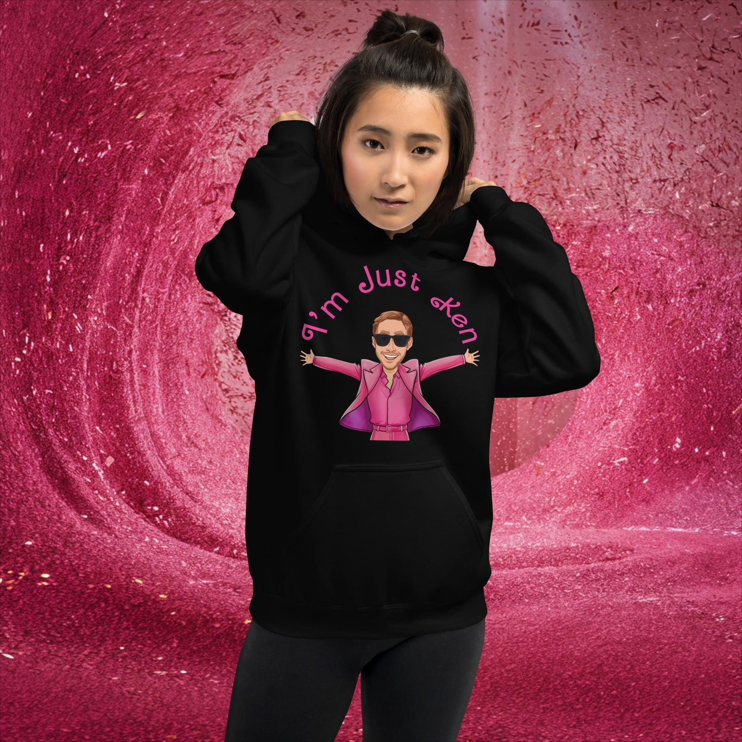 Ken Barbie Ryan Gosling I'm Just Ken Unisex Hoodie Black Hoodies Barbie Celebrities Ken Movies Ryan Gosling Next Cult Brand