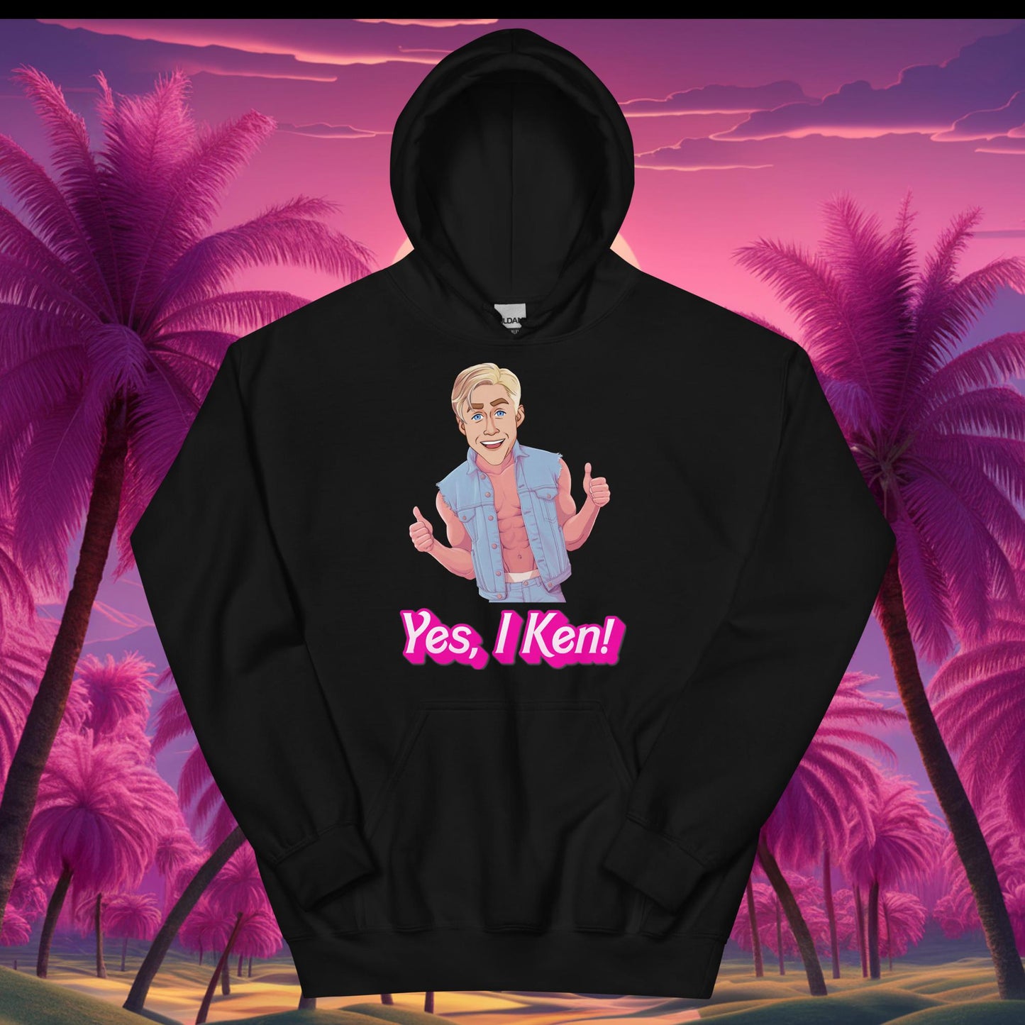 Yes I Ken Yes I can Ryan Gosling Ken Barbie Movie Unisex Hoodie Black Hoodies Barbie Celebrities Ken Movies Ryan Gosling Next Cult Brand