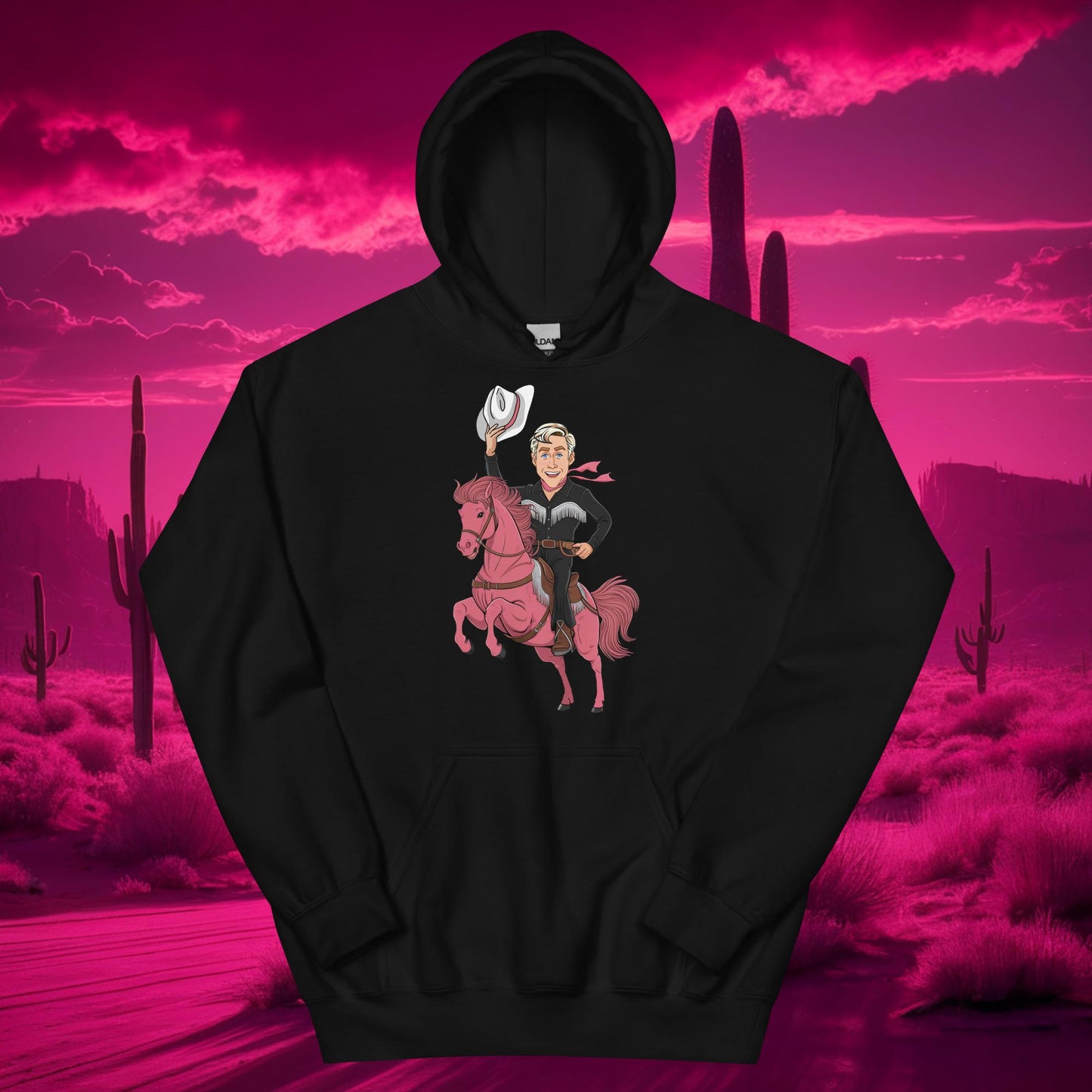 Ryan Gosling Ken Cowboy Horse Barbie Movie Patriarchy Unisex Hoodie Black Hoodies Barbie Celebrities Ken Movies Ryan Gosling Next Cult Brand