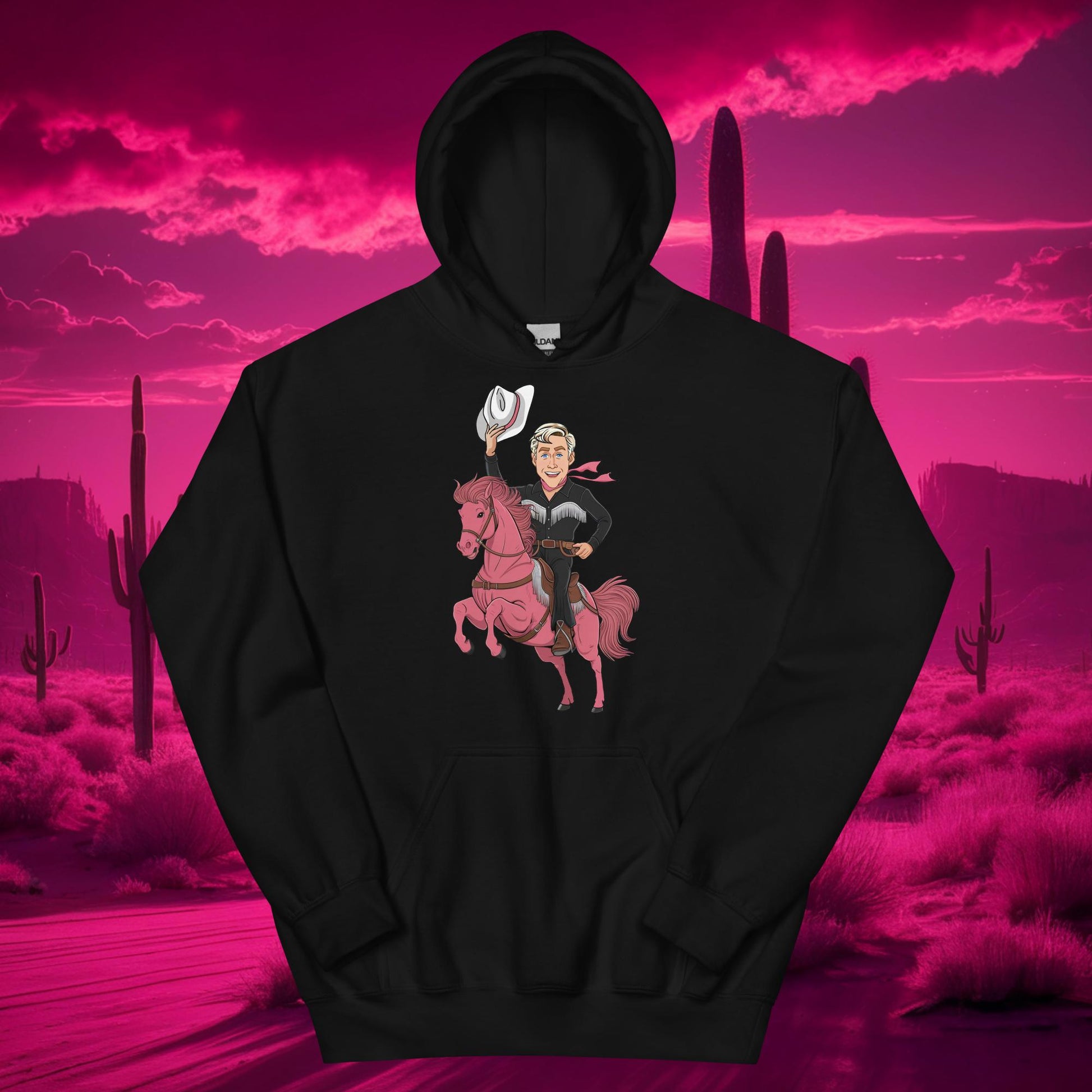 Ryan Gosling Ken Cowboy Horse Barbie Movie Patriarchy Unisex Hoodie Black Hoodies Barbie Celebrities Ken Movies Ryan Gosling Next Cult Brand