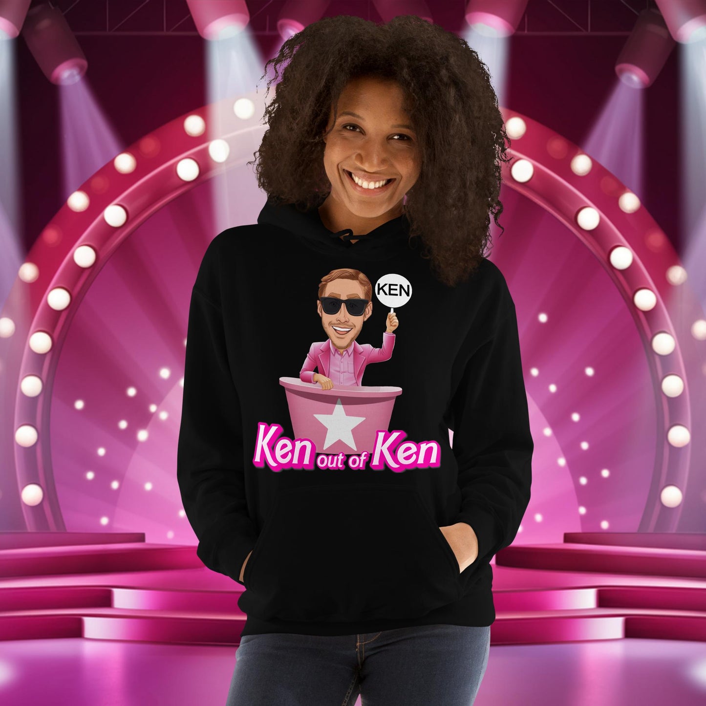 Ken out of Ken Ryan Gosling Barbie Movie Unisex Hoodie Black Hoodies Barbie Celebrities Ken Movies Ryan Gosling Next Cult Brand